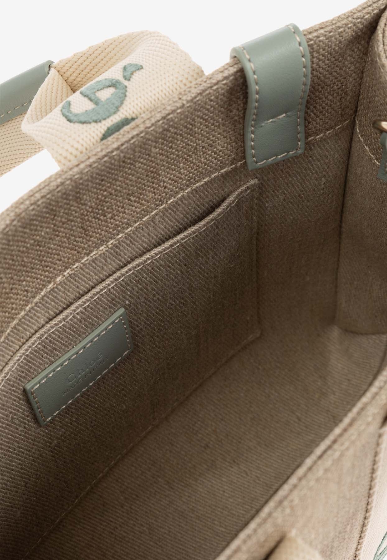 Petit Woody Linen Cabas Bag