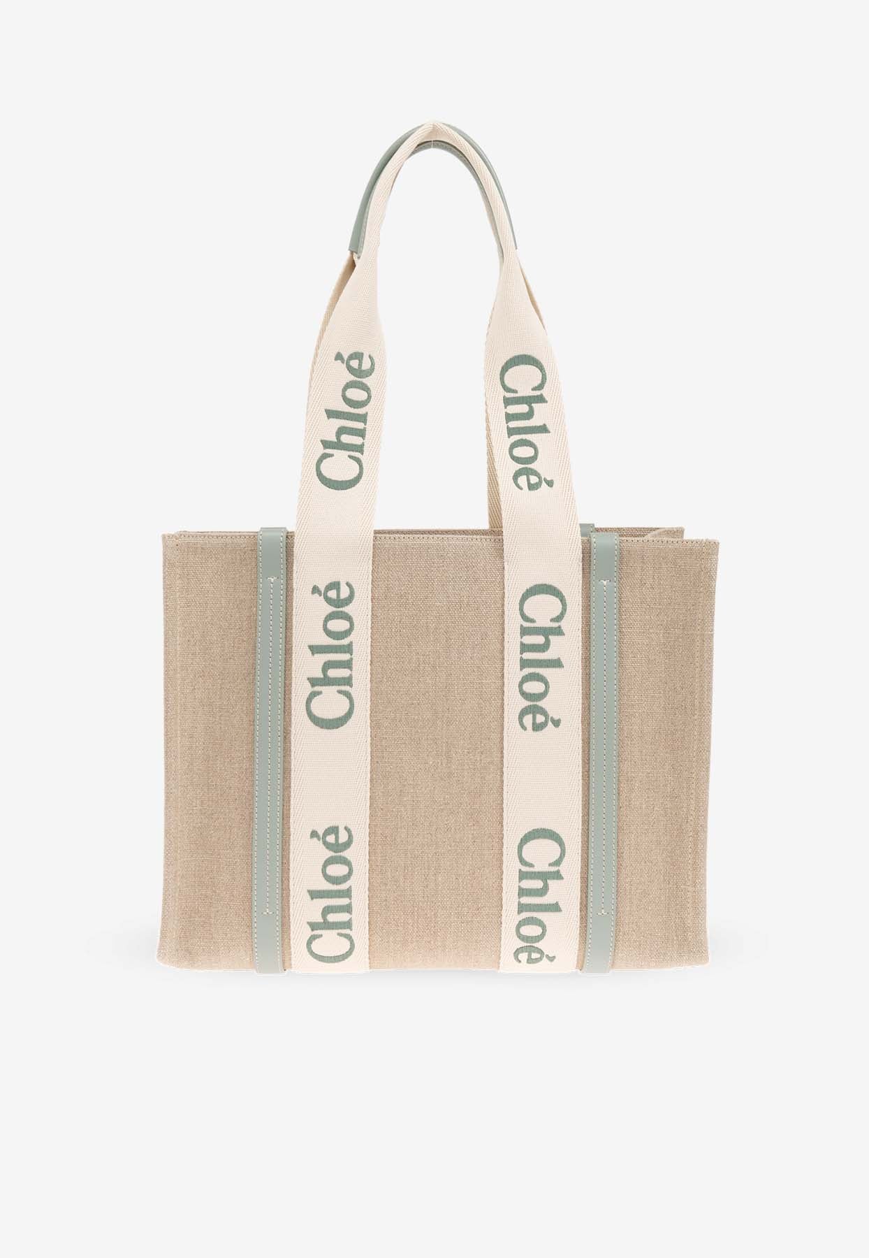 Moyen Woody Linen Cabas Bag