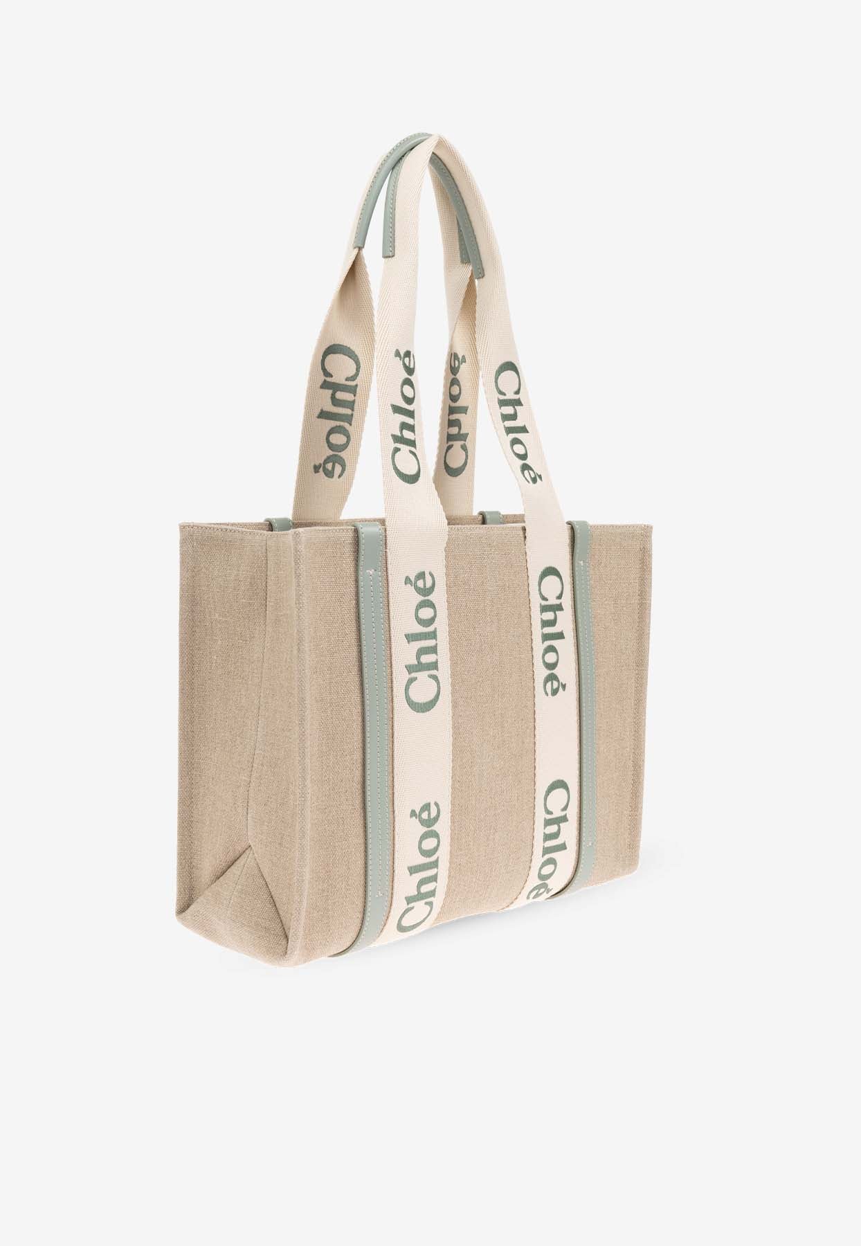 Moyen Woody Linen Cabas Bag