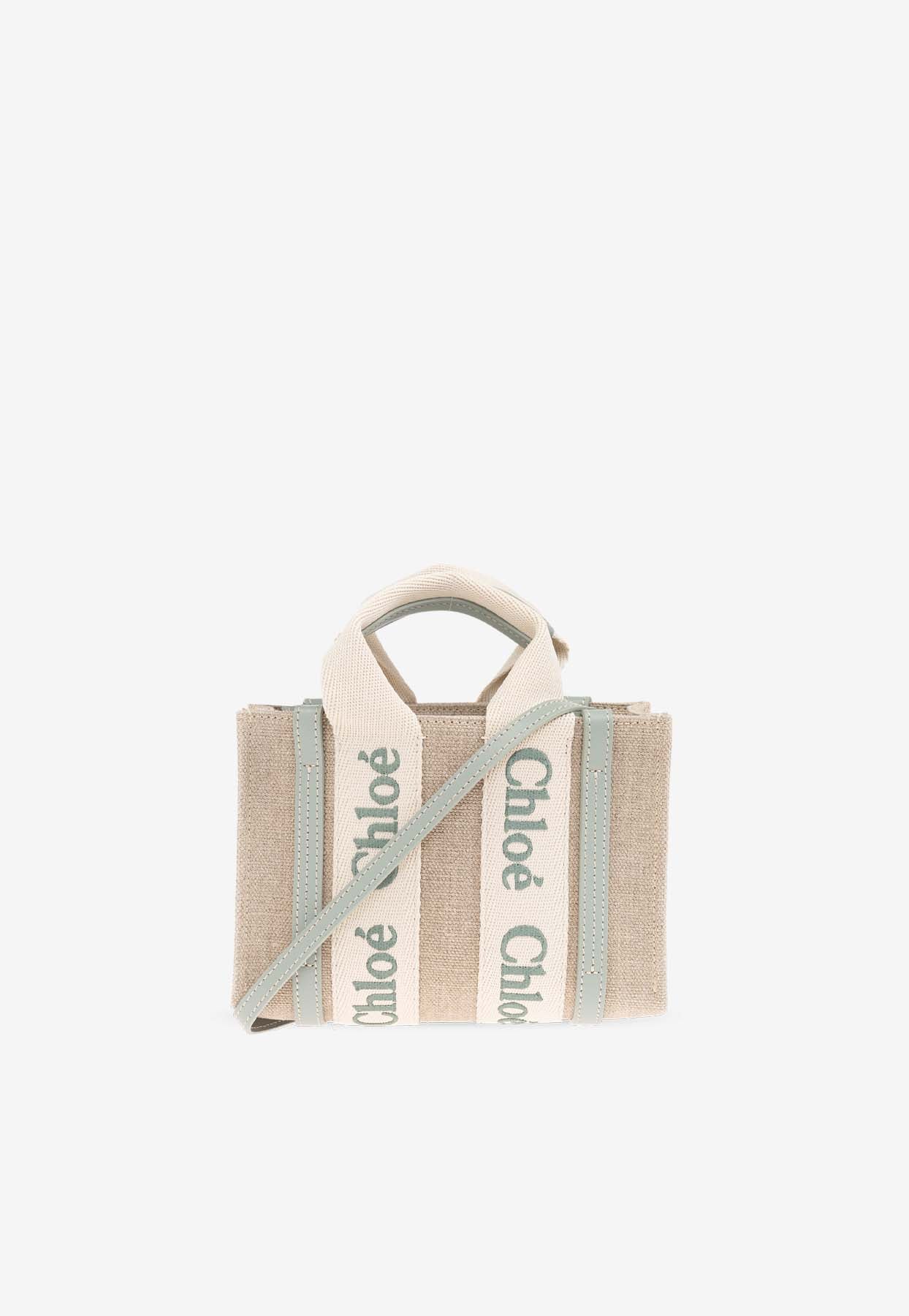 Mini Woody Linen Cabas Bag
