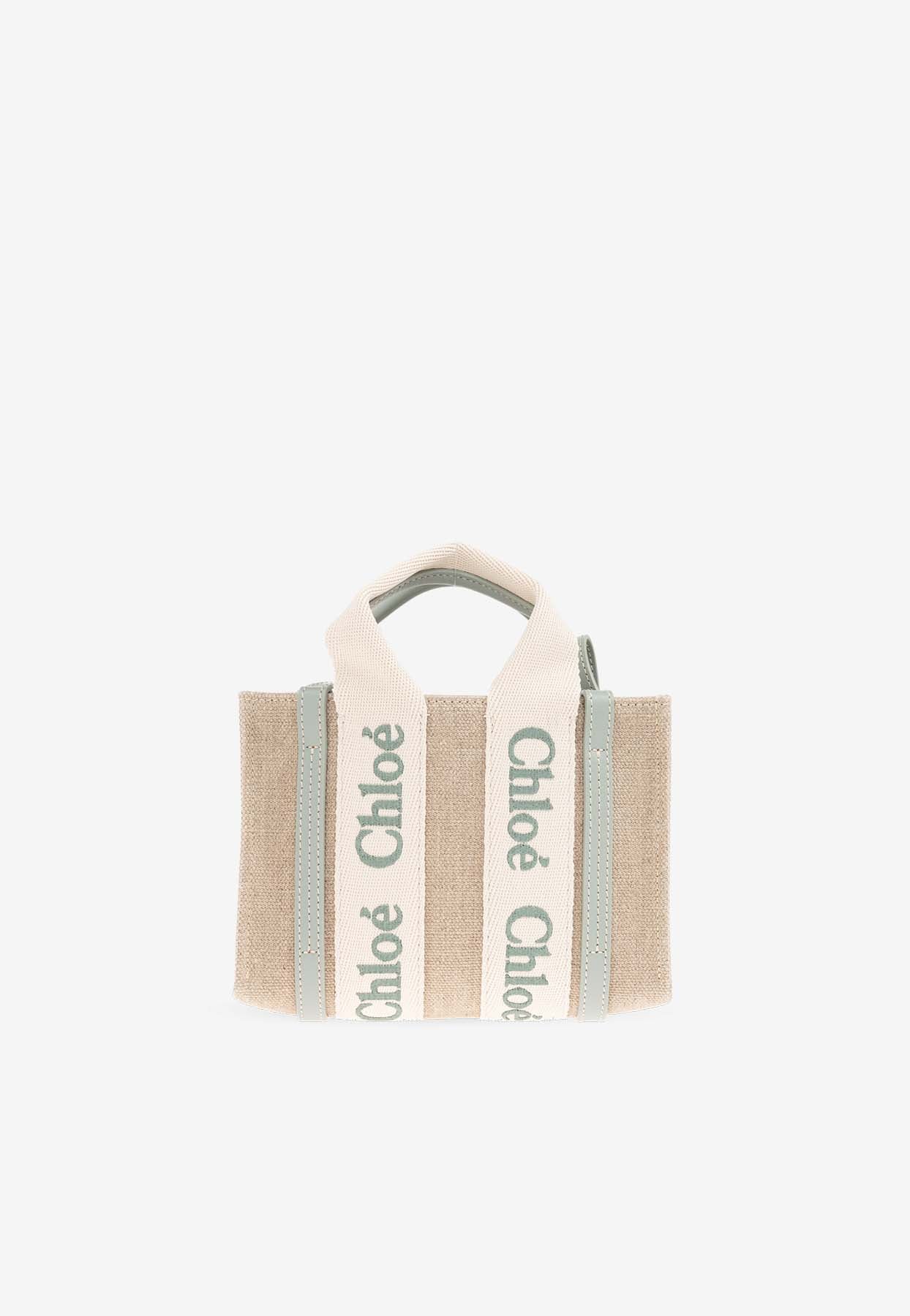 Mini Woody Linen Cabas Bag