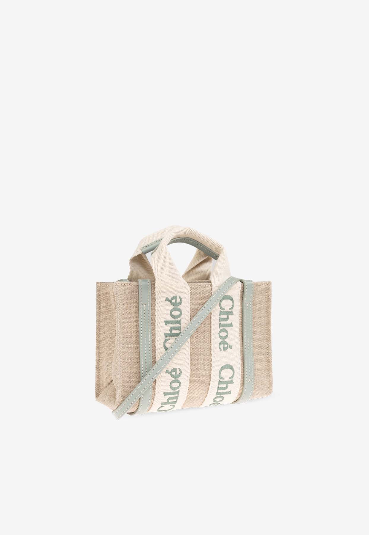Mini Woody Linen Cabas Bag