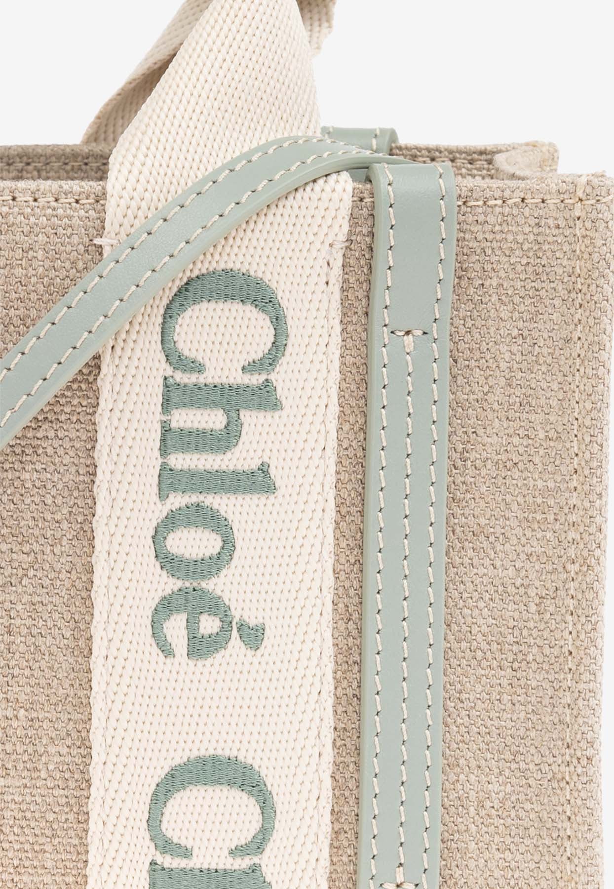 Mini Woody Linen Cabas Bag