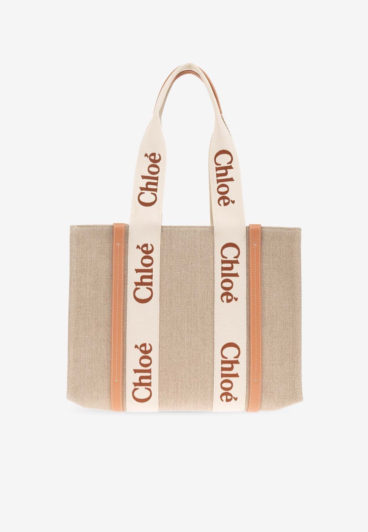 Moyen Woody Linen Cabas Bag