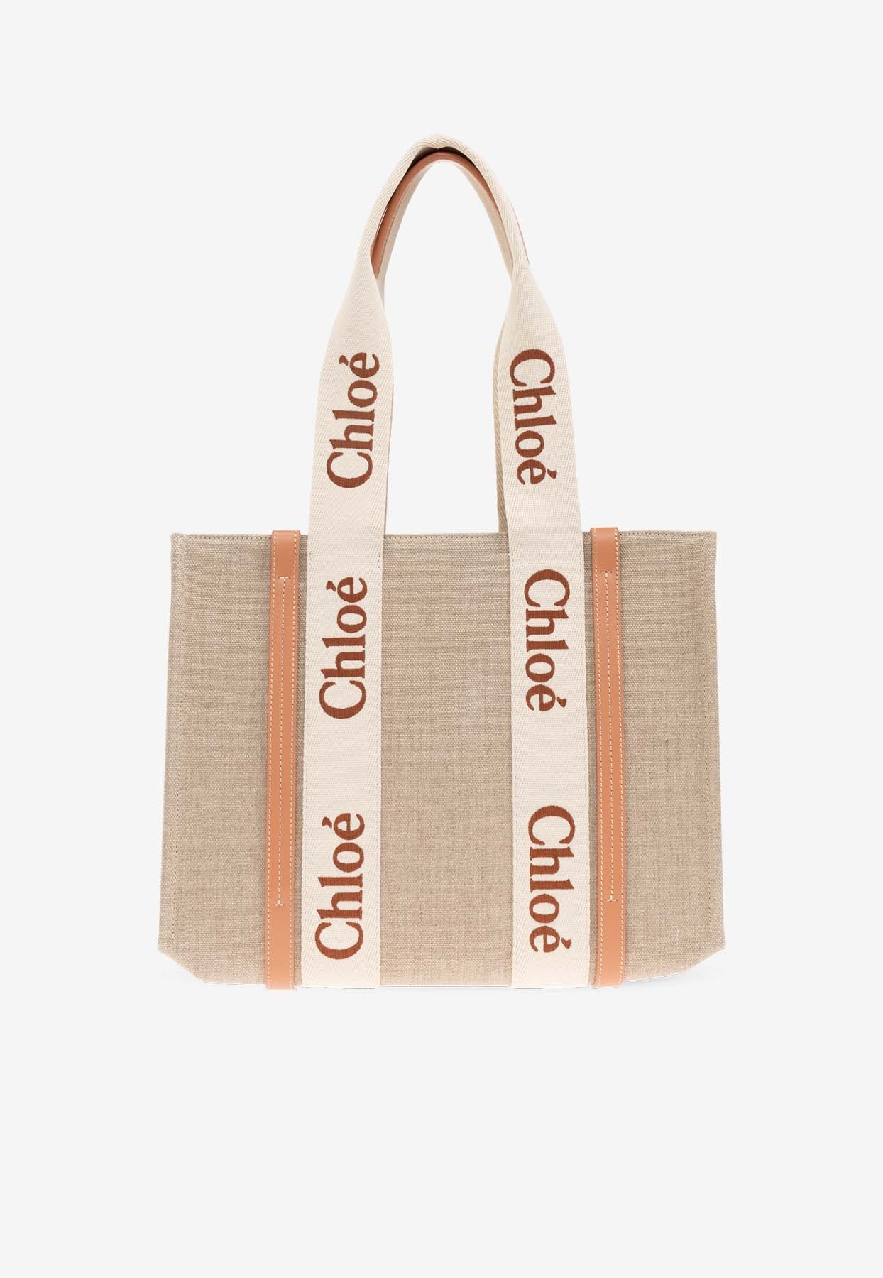 Moyen Woody Linen Cabas Bag