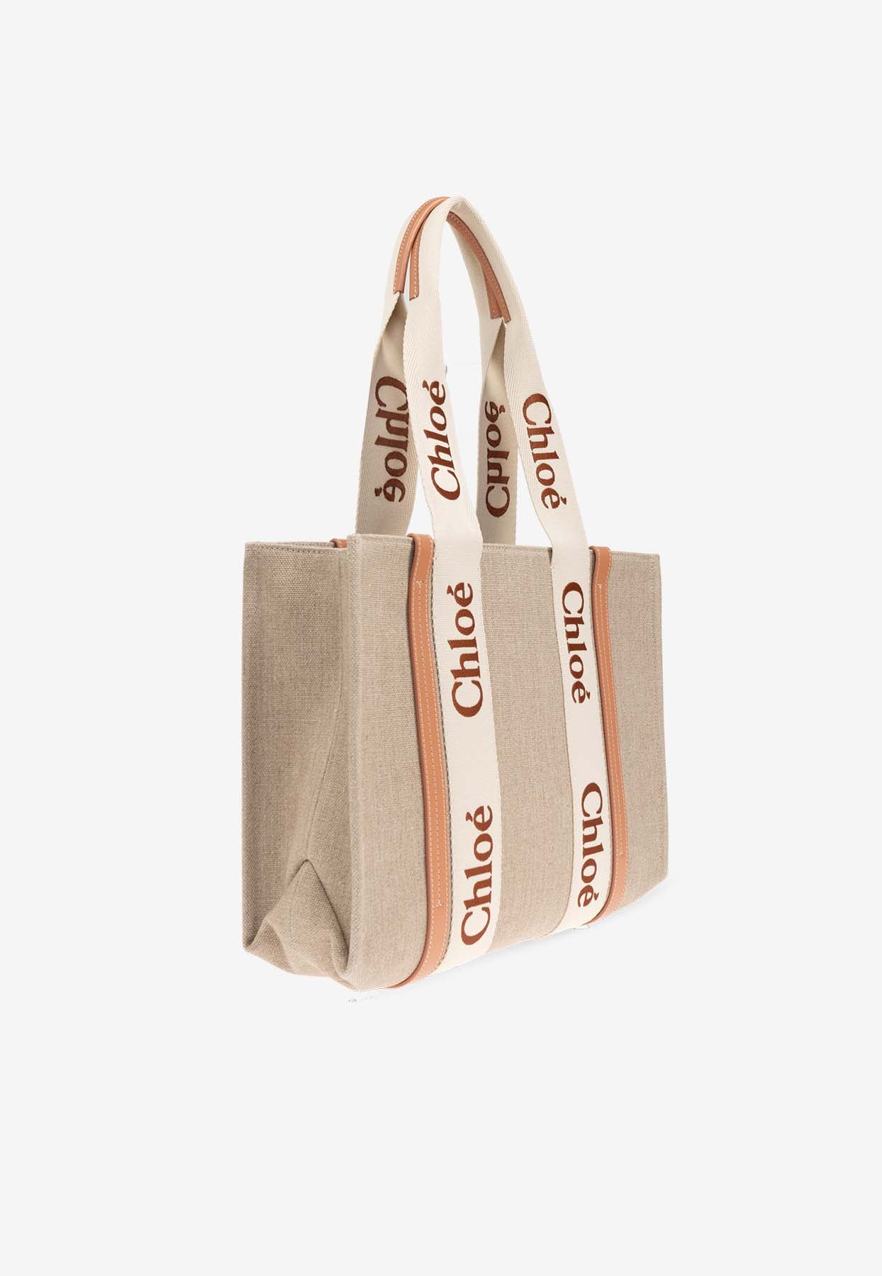 Moyen Woody Linen Cabas Bag