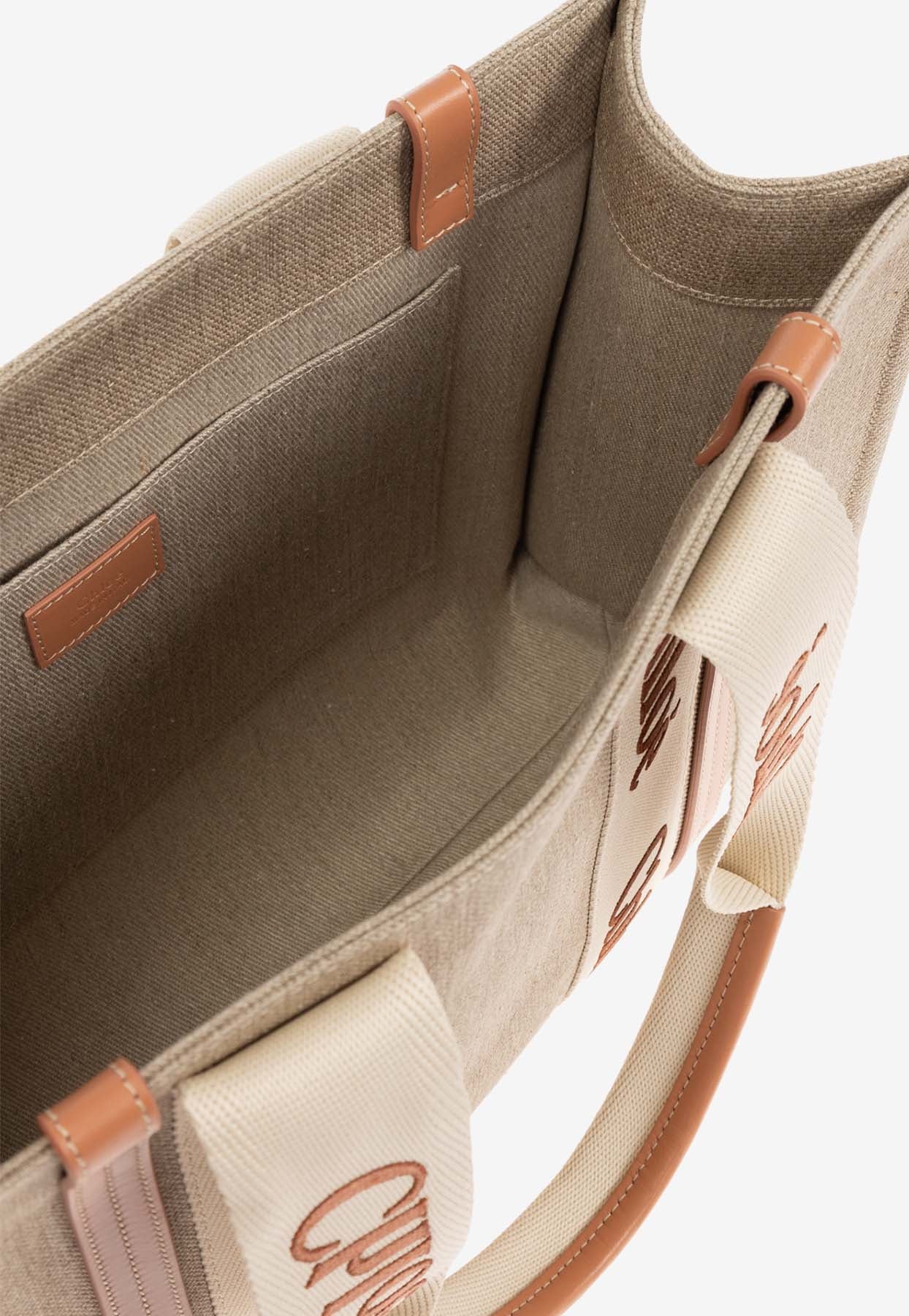 Moyen Woody Linen Cabas Bag