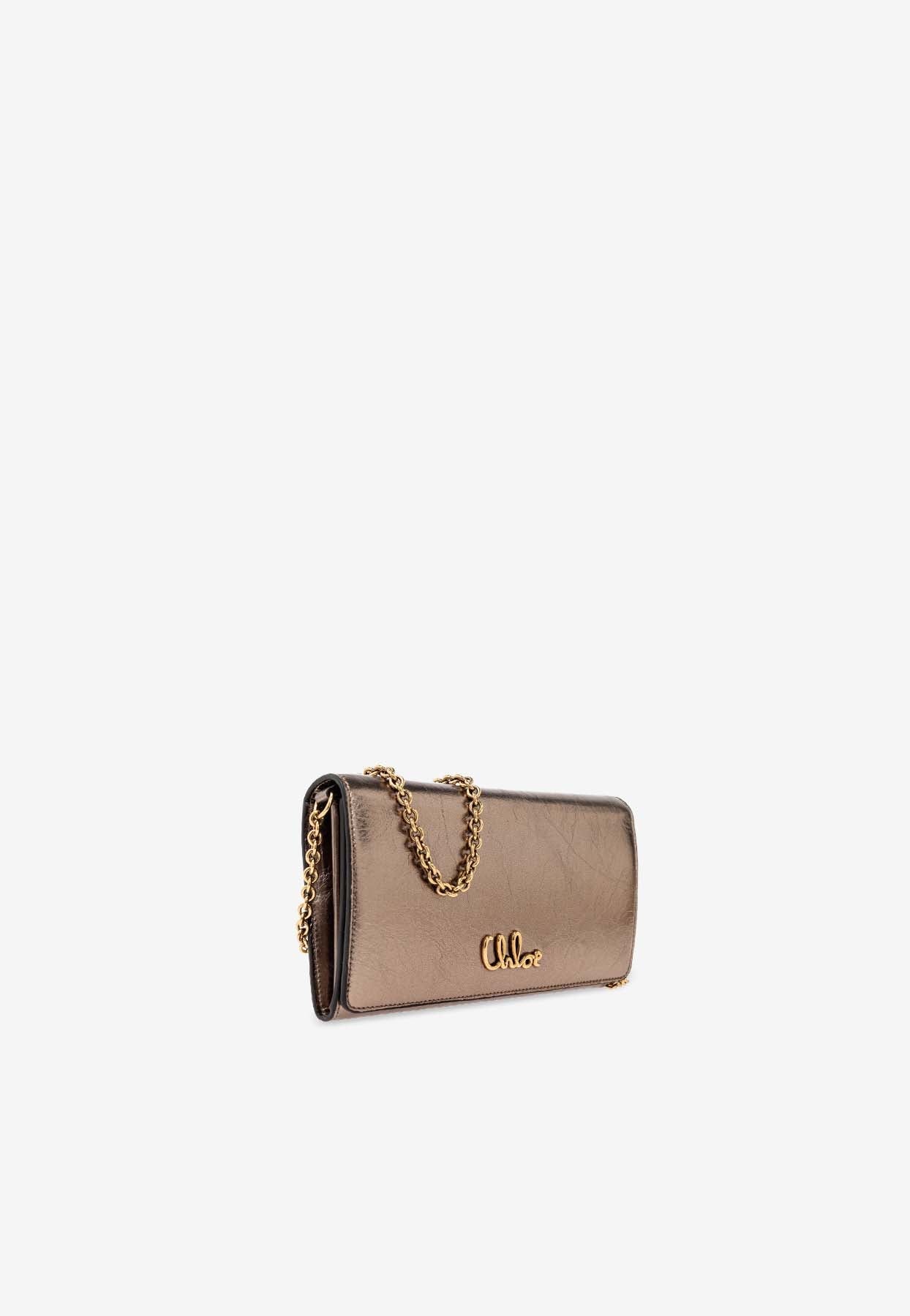 Iconique Metallic en Cuir Chaîne Pochette