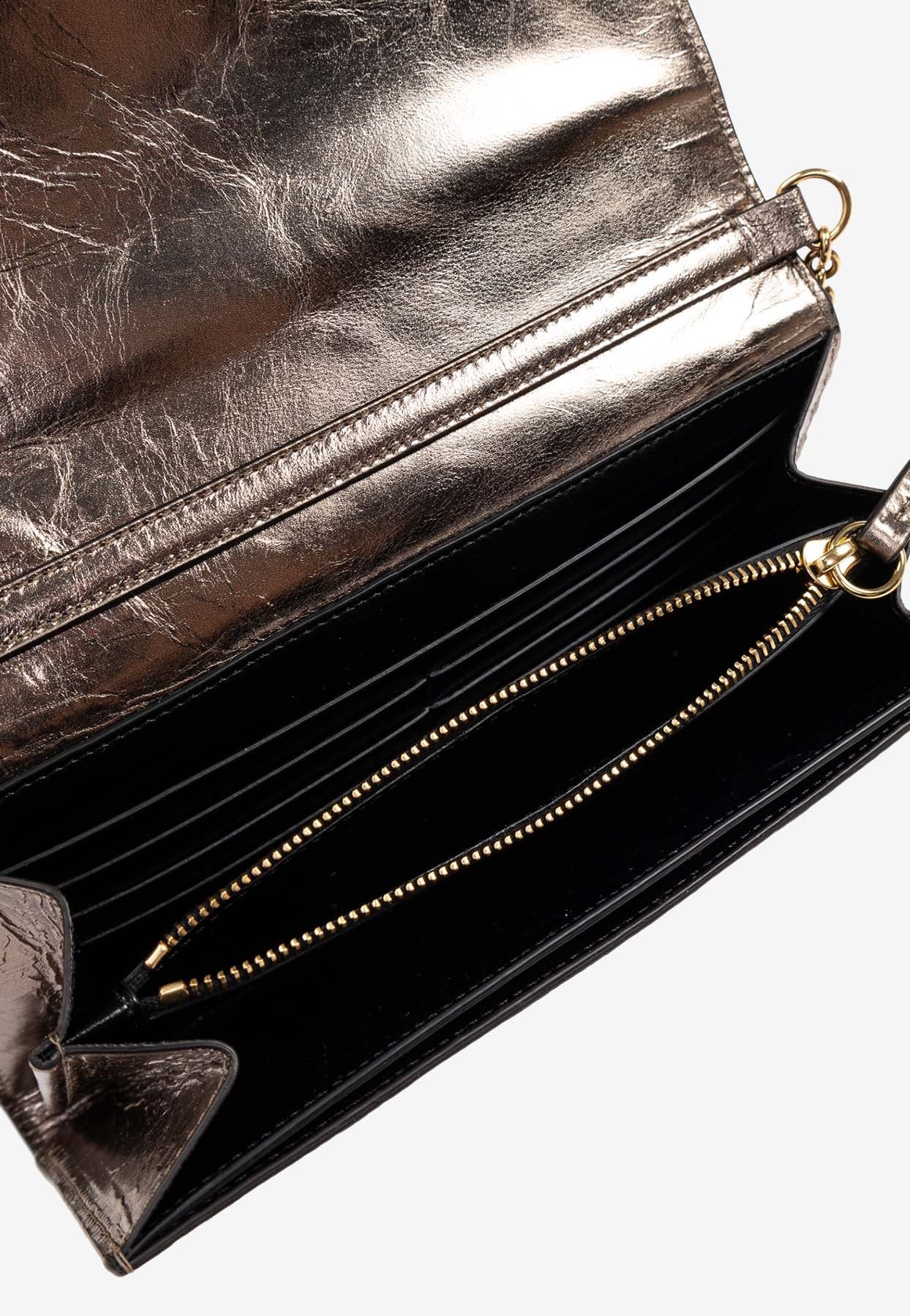 Iconique Metallic en Cuir Chaîne Pochette