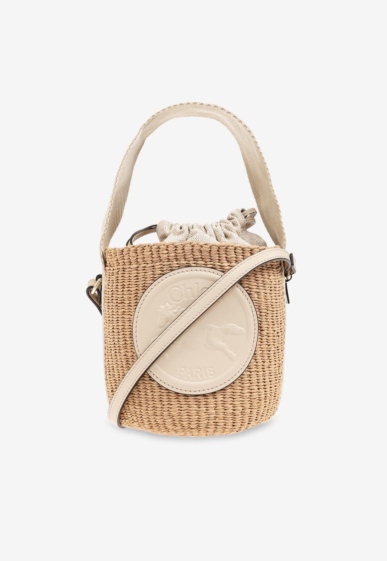 Petit Horse Medal Raffia Sac Seau