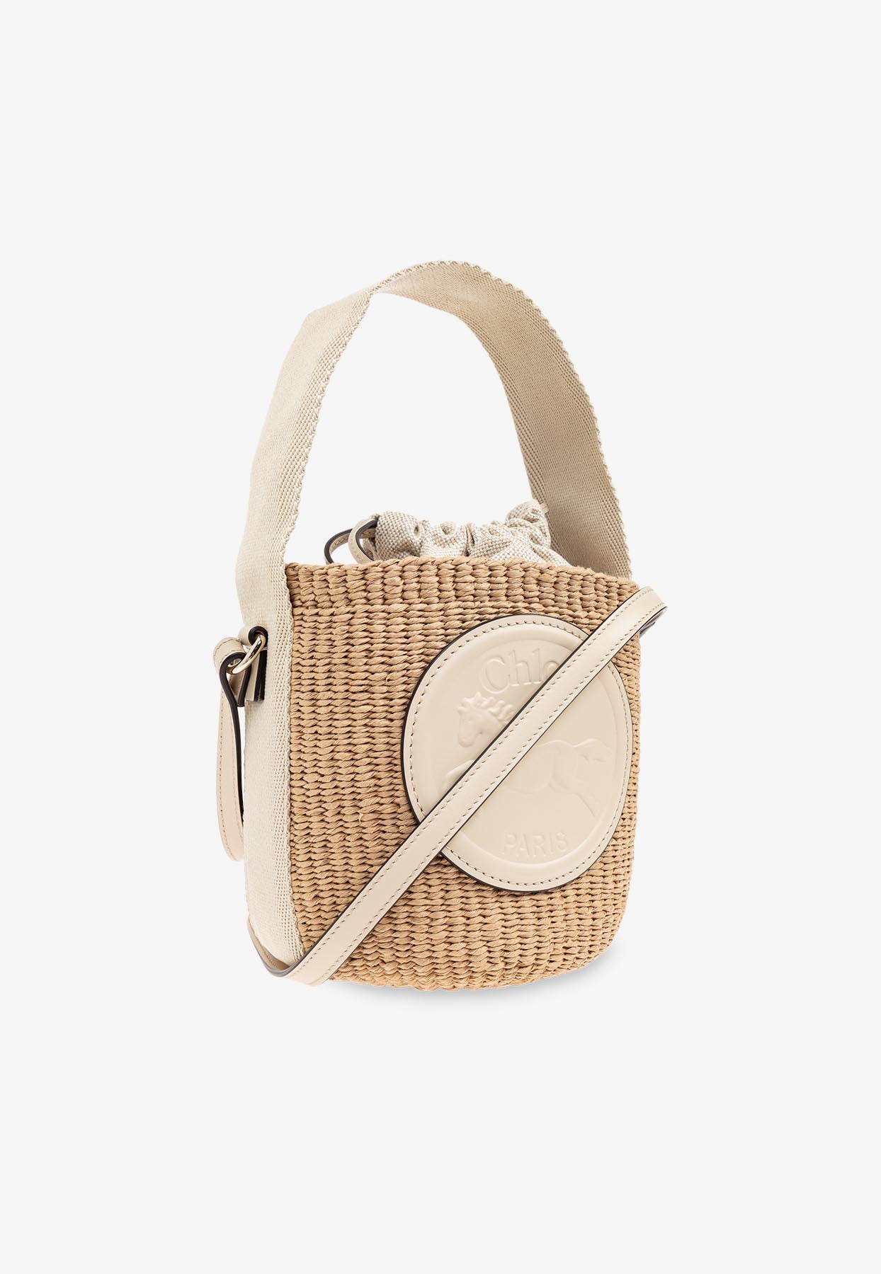 Petit Horse Medal Raffia Sac Seau
