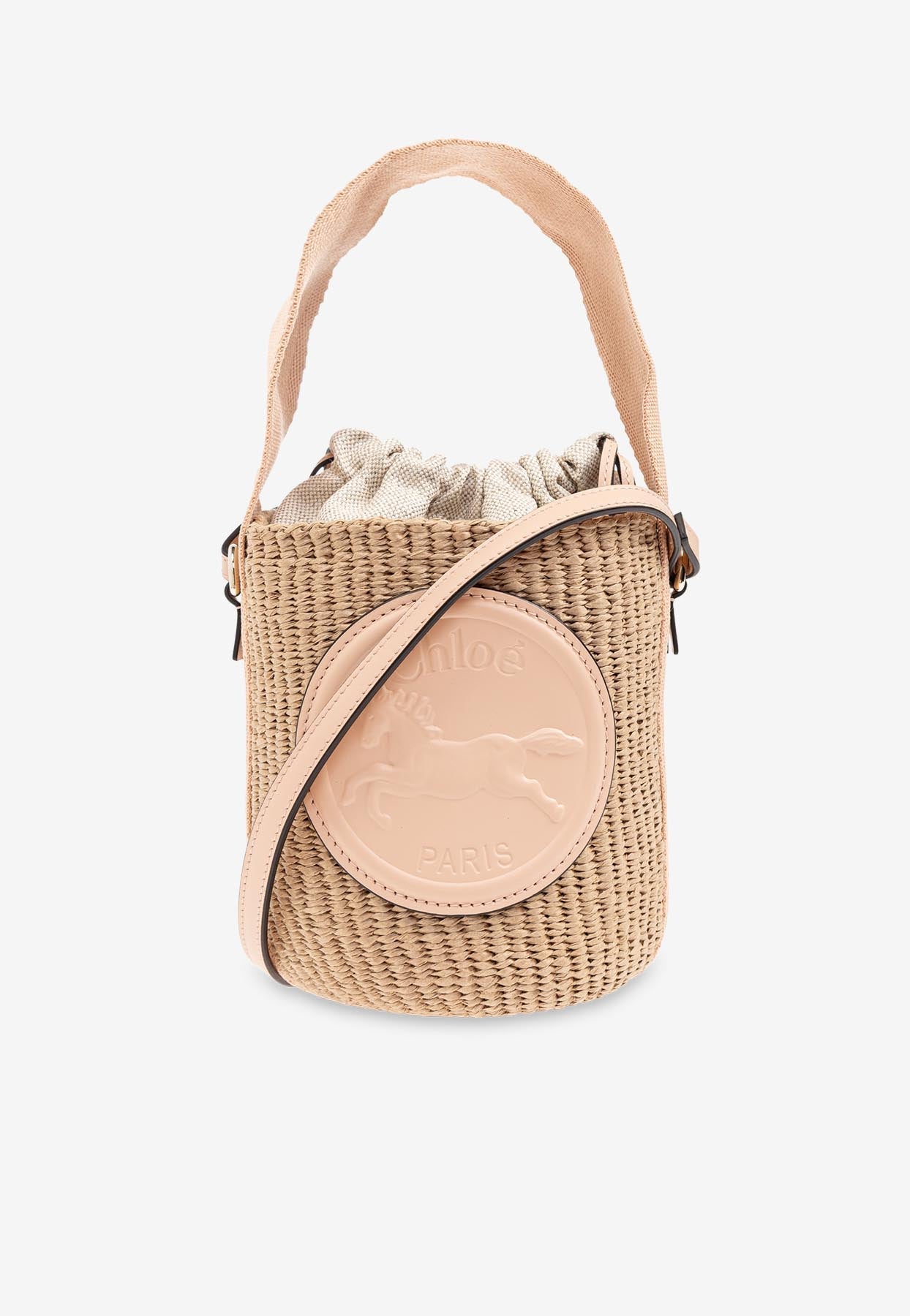 Petit Horse Medal Raffia Sac Seau