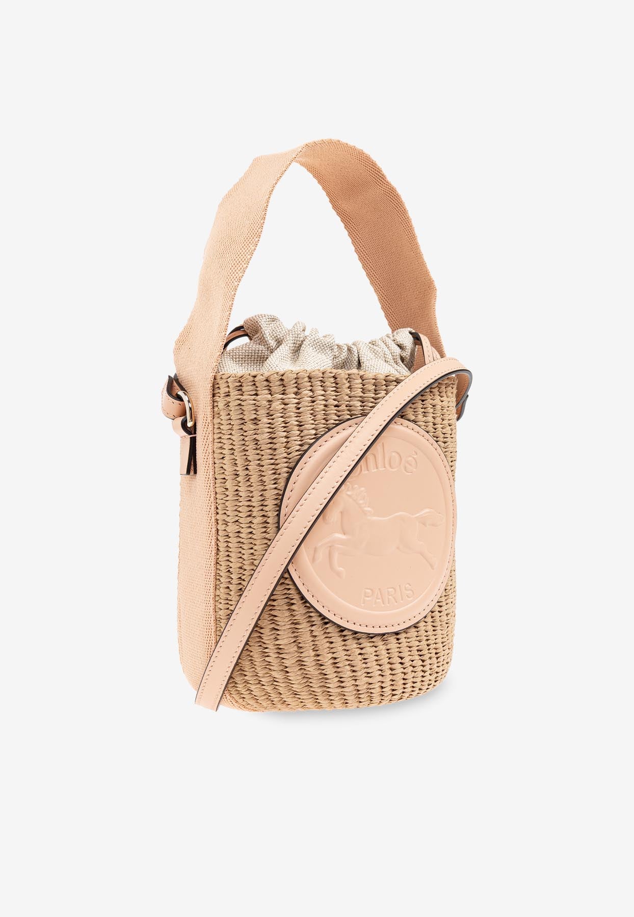 Petit Horse Medal Raffia Sac Seau