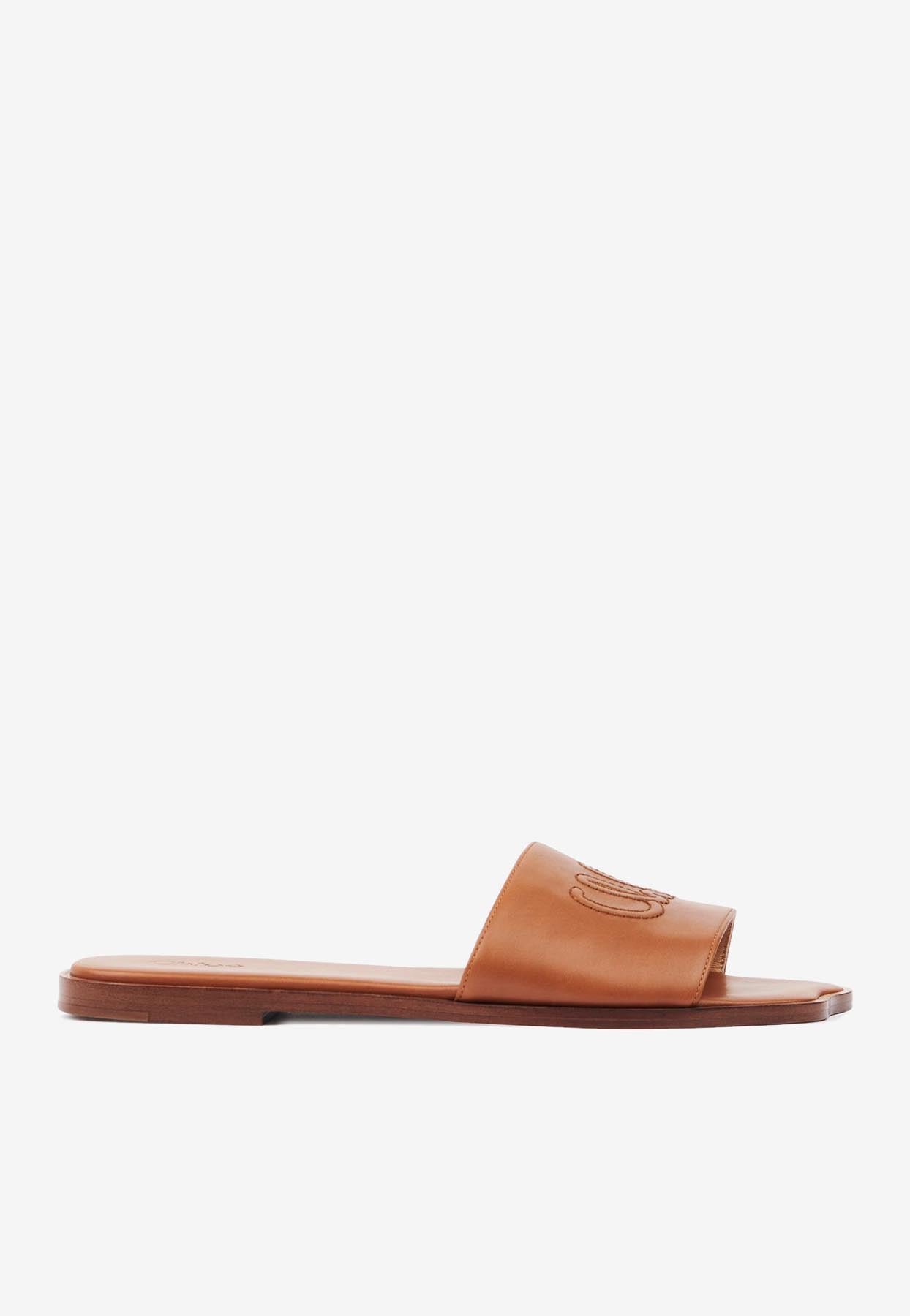 Soleil Calf en Cuir Sandales Plates