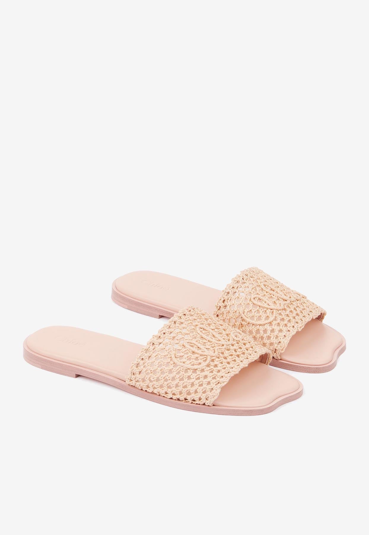 Soleil Crochet-Effect Sandales Plates