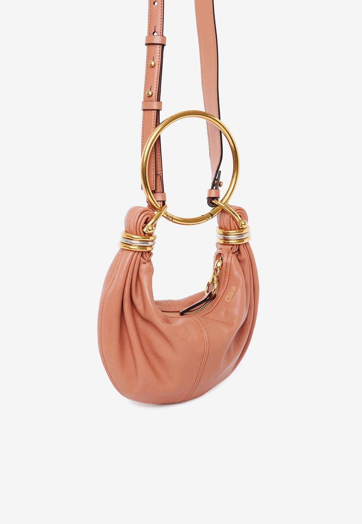 Mini Bracelet Grained en Cuir Sac Hobo