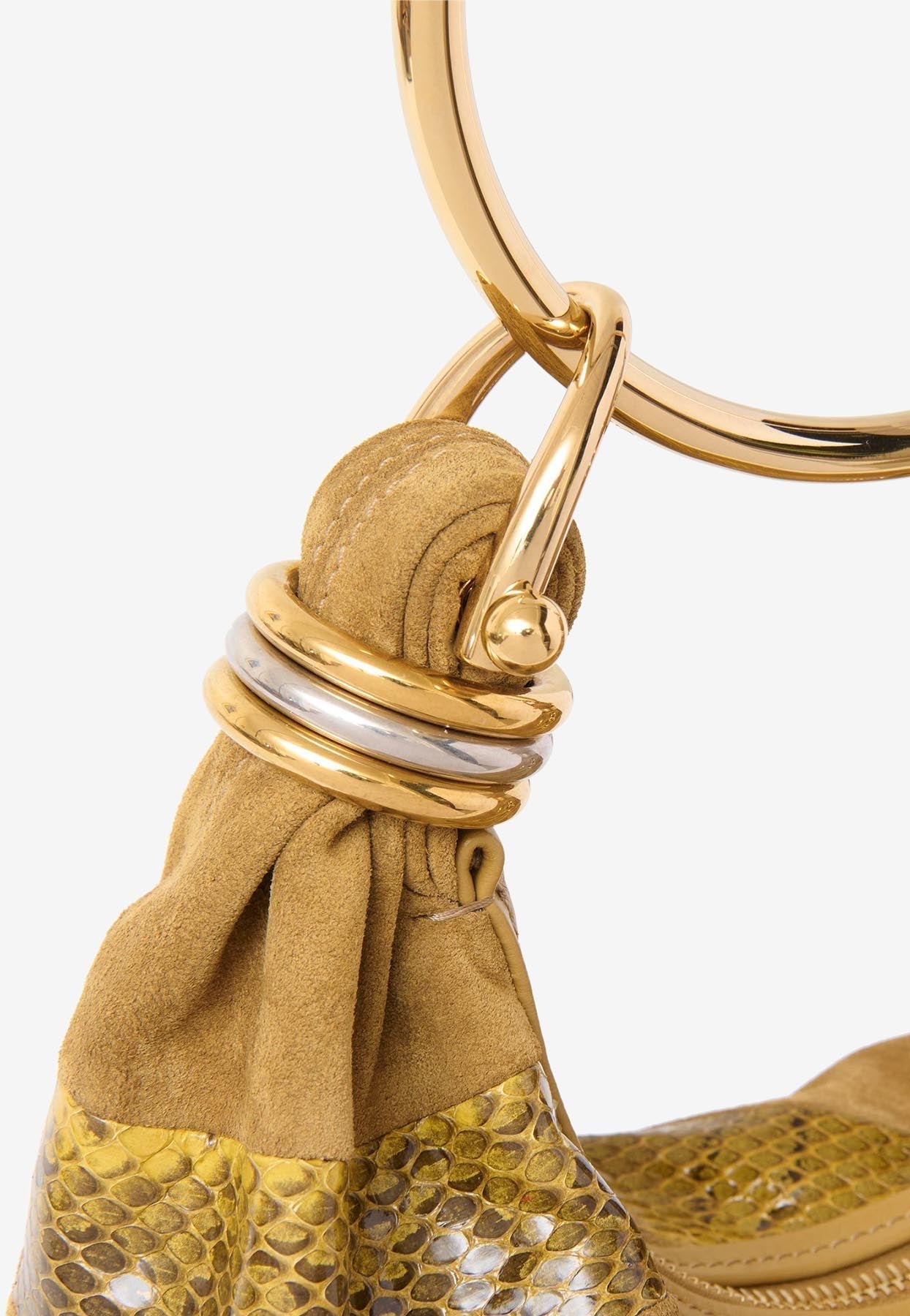 Mini Bracelet Sac Hobo en en Daim et Snakeskin en Cuir