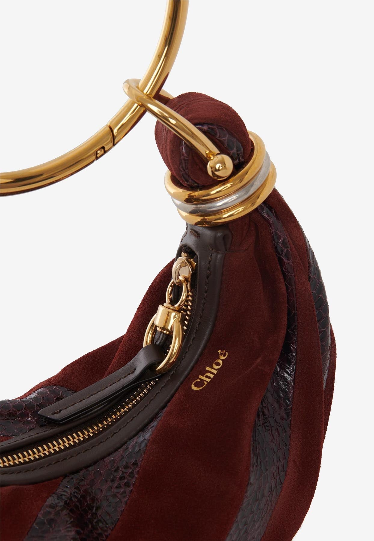 Mini Bracelet Sac Hobo en en Daim et Snakeskin en Cuir