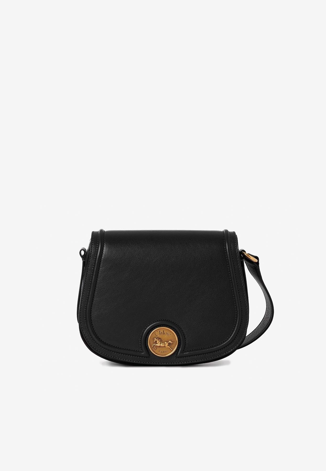 Horse Medal Grained en Cuir Saddle Bag