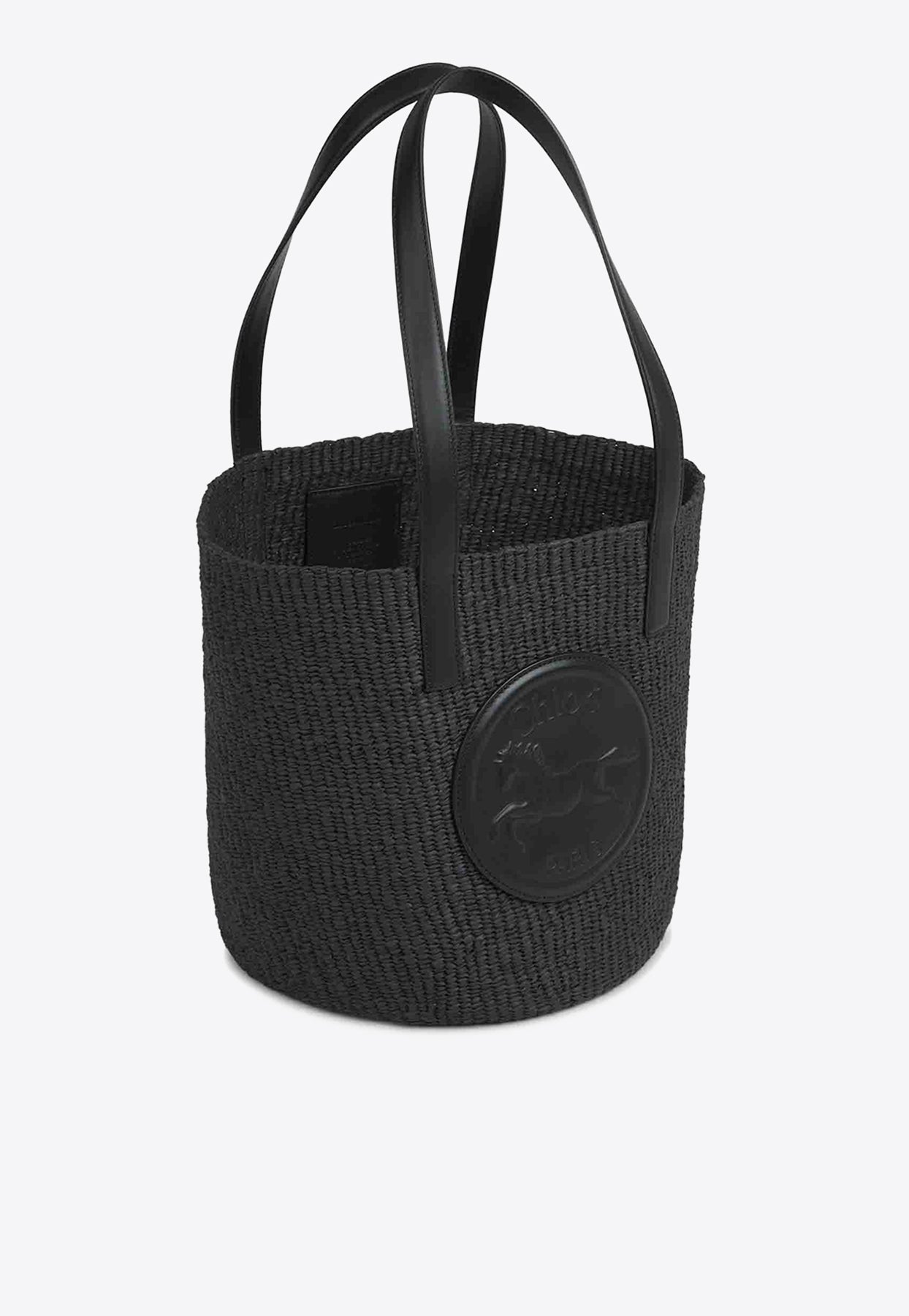 Horse Medal Woven-Raffia Basket Bag