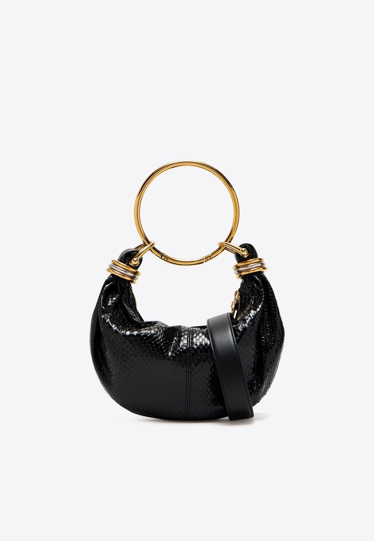 Mini Bracelet Snake-Print en Cuir Sac Hobo