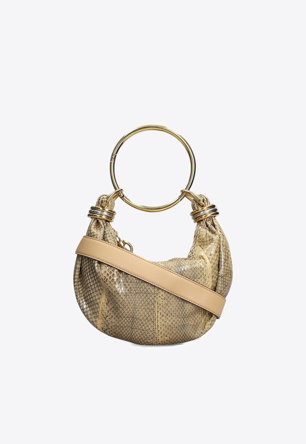 Mini Bracelet Snake-Print en Cuir Sac Hobo