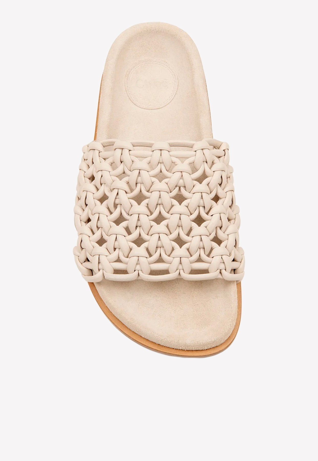 Wavy Tressé en Cuir Mules Plates