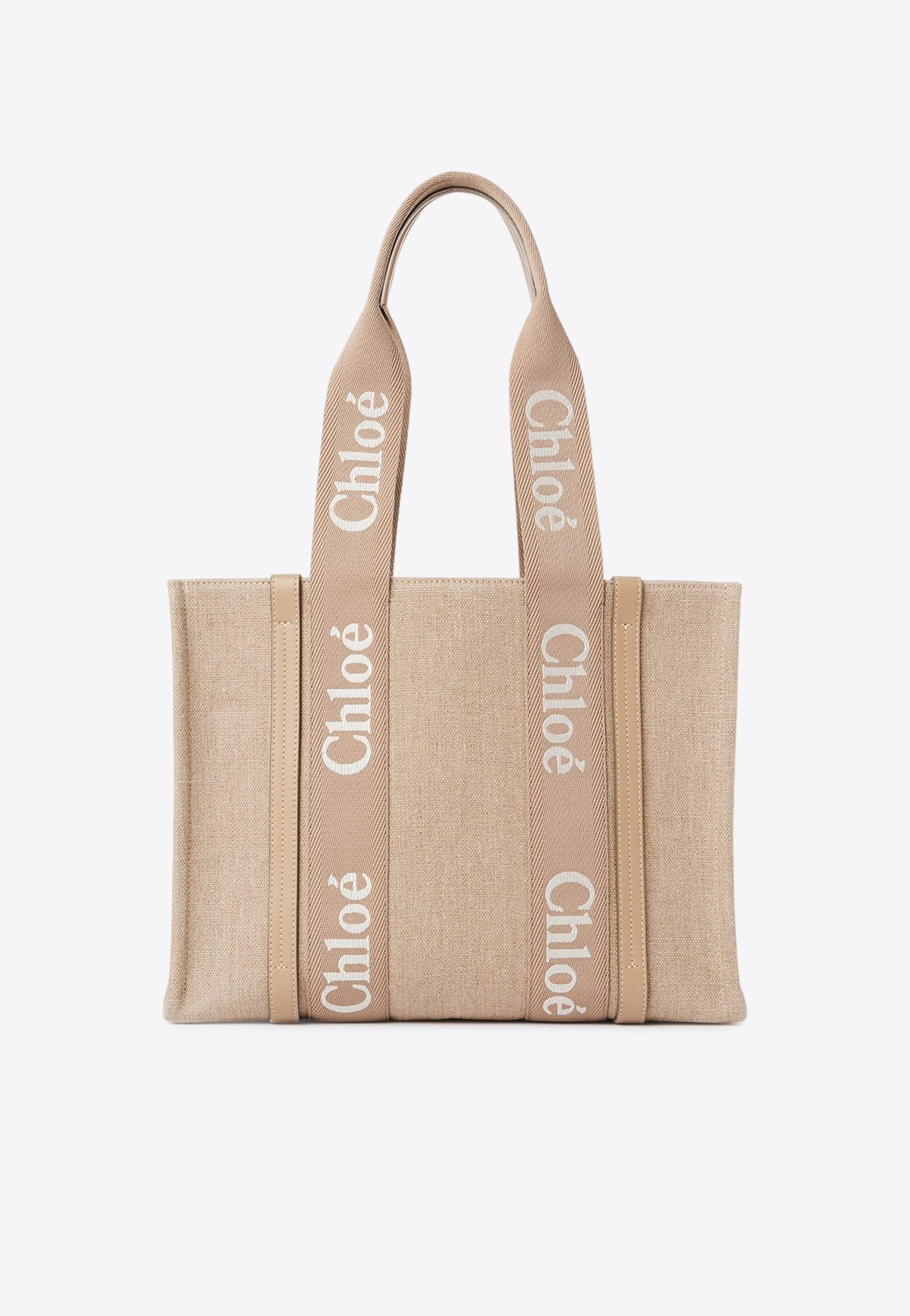 Woody en Cuir et Linen Cabas Bag