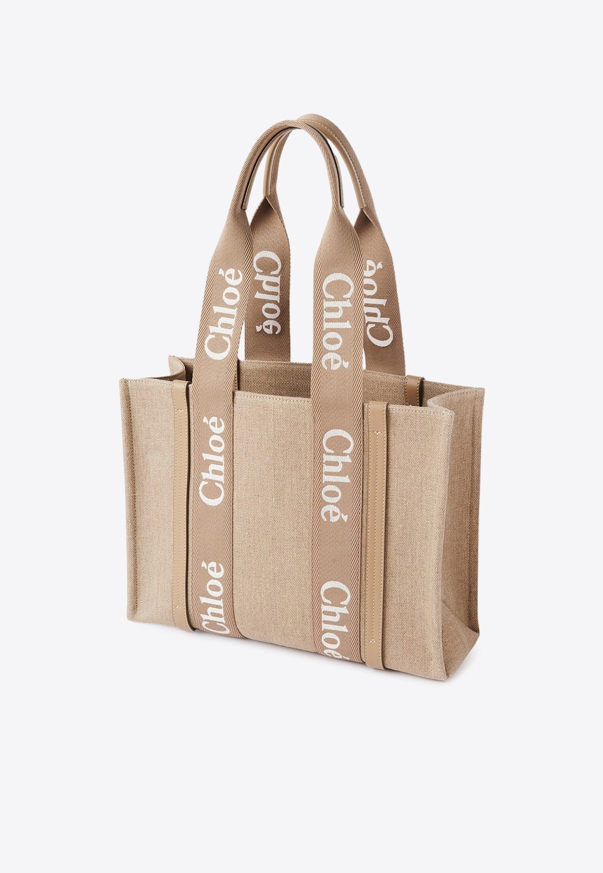 Woody en Cuir et Linen Cabas Bag