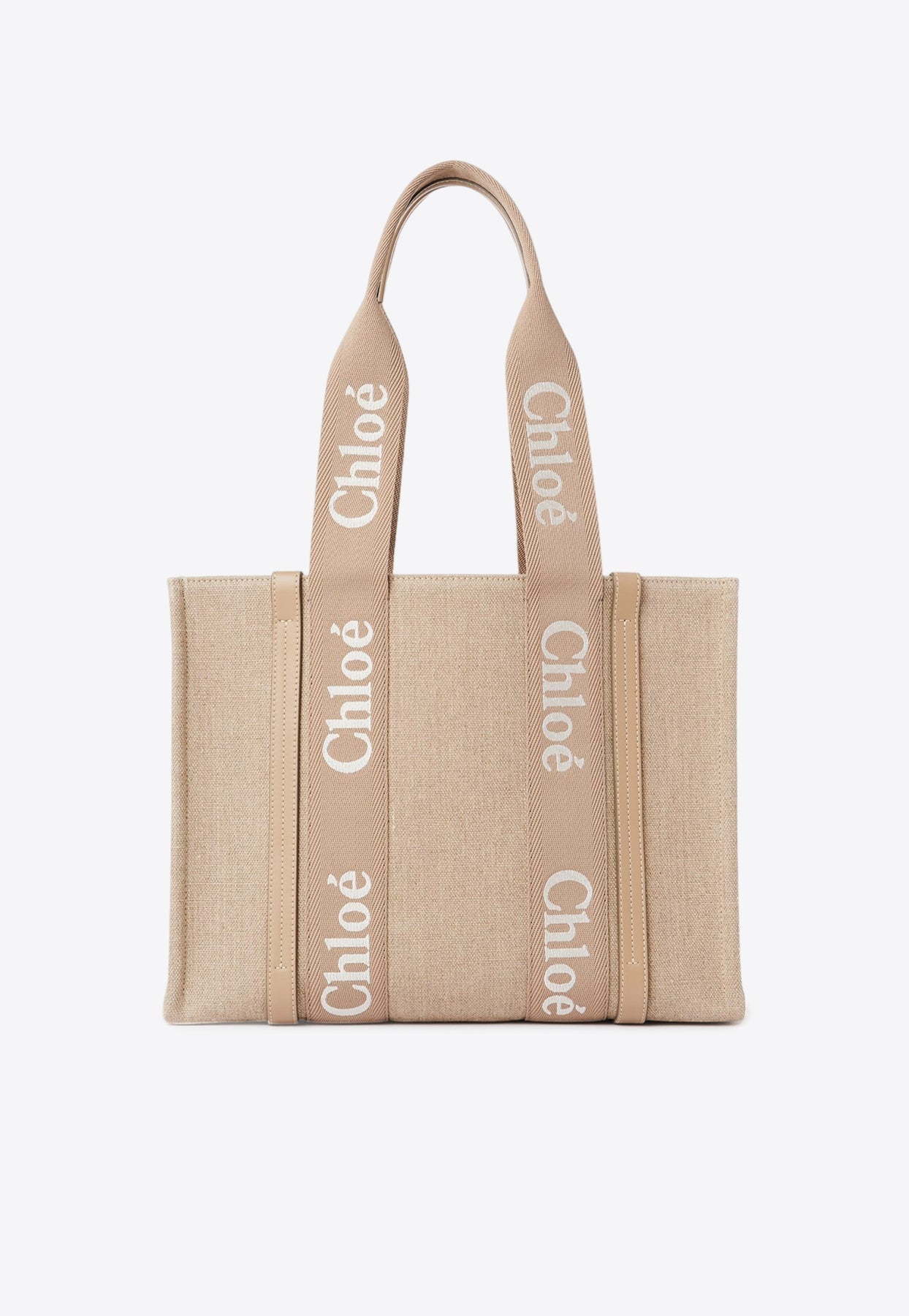Woody en Cuir et Linen Cabas Bag