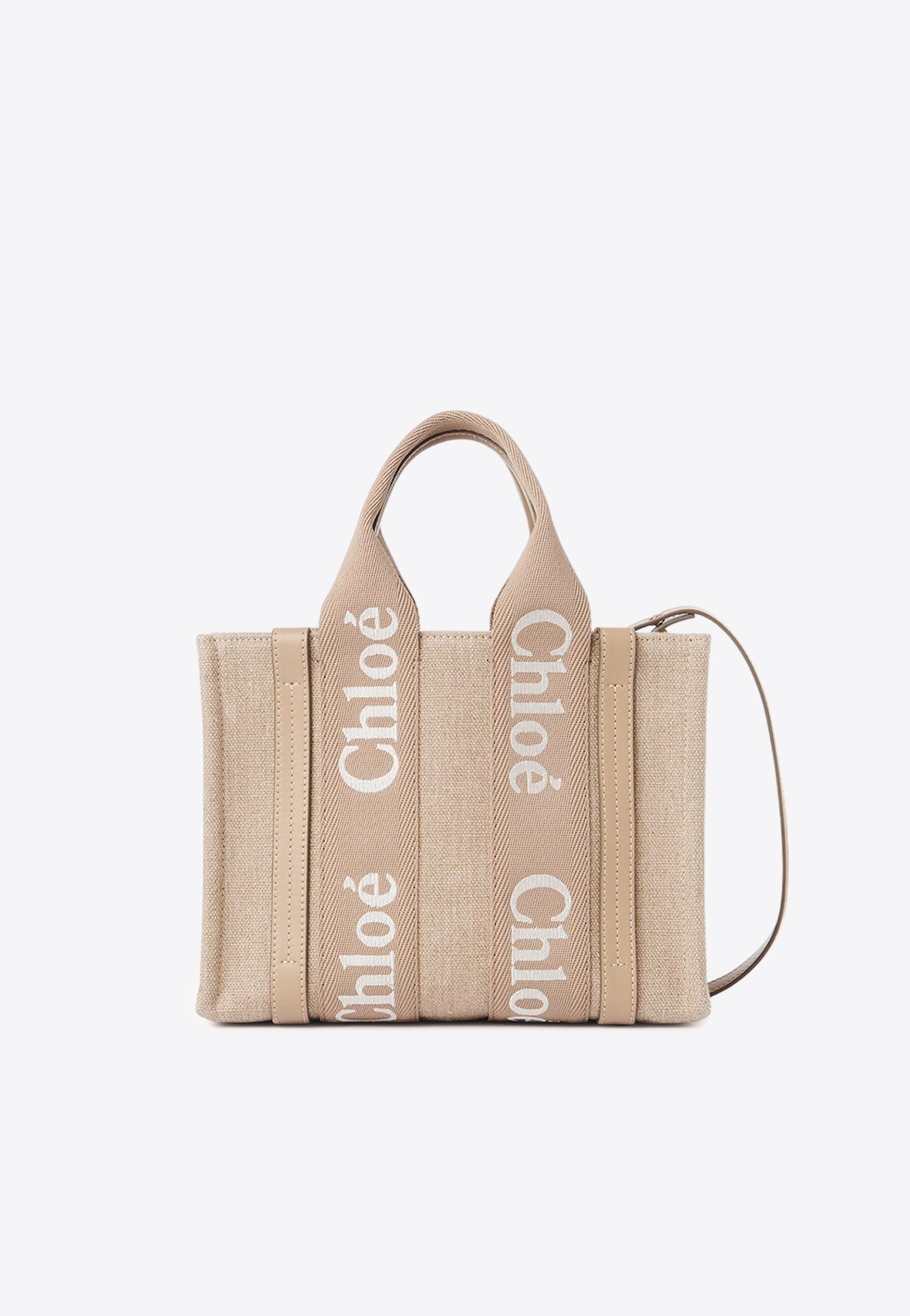 Petit Woody en Cuir et Linen Cabas Bag