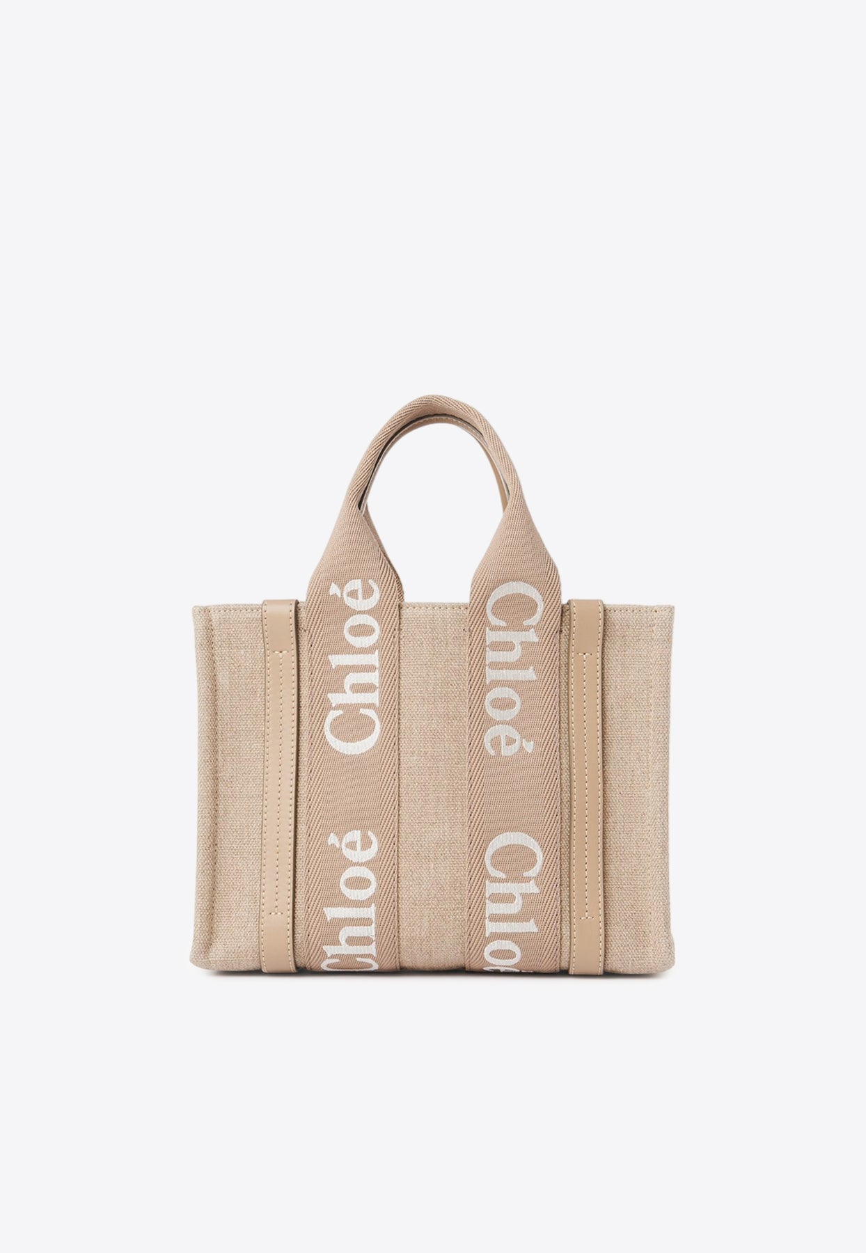 Petit Woody en Cuir et Linen Cabas Bag