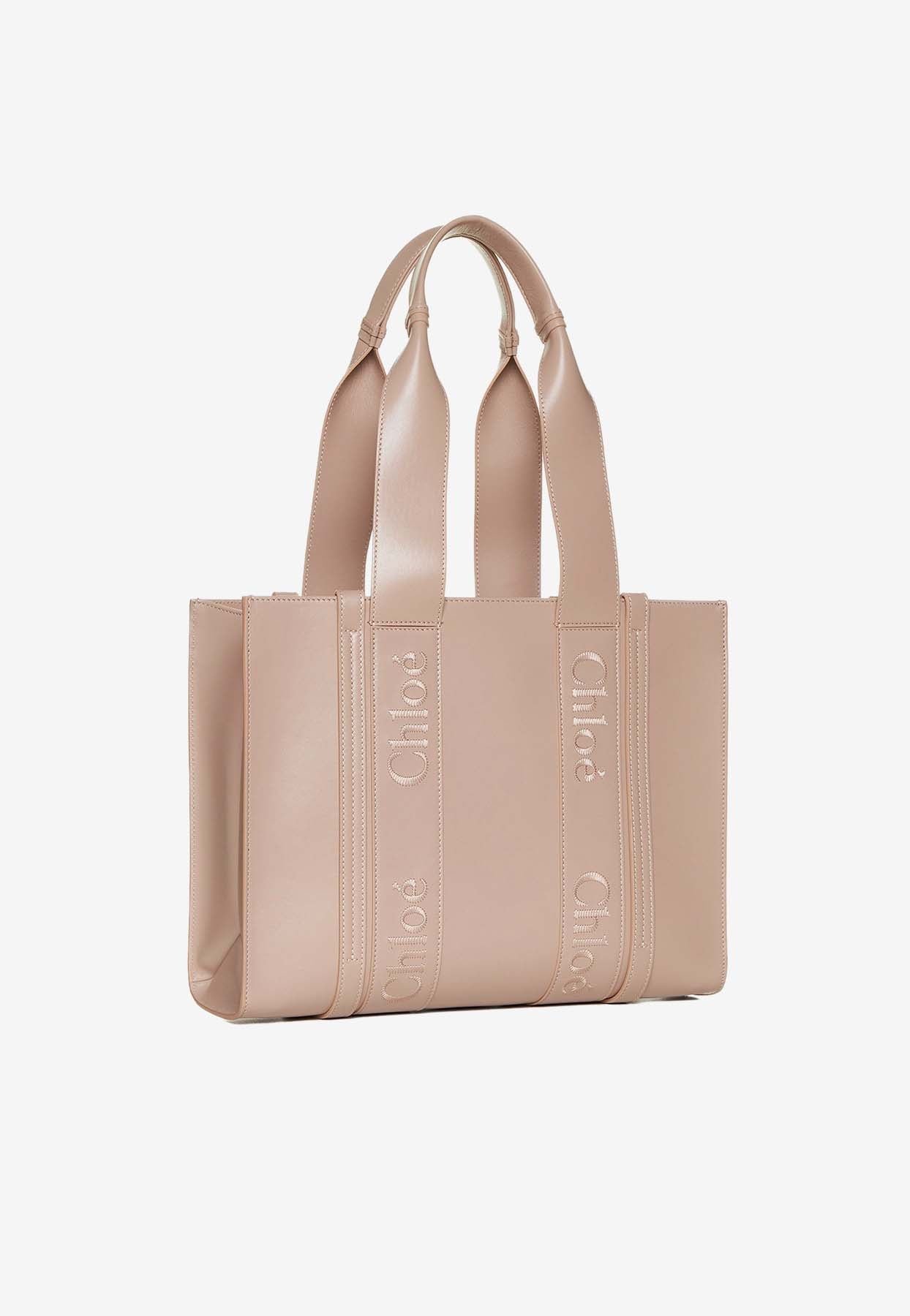 Moyen Woody Cabas Bag en Calf en Cuir