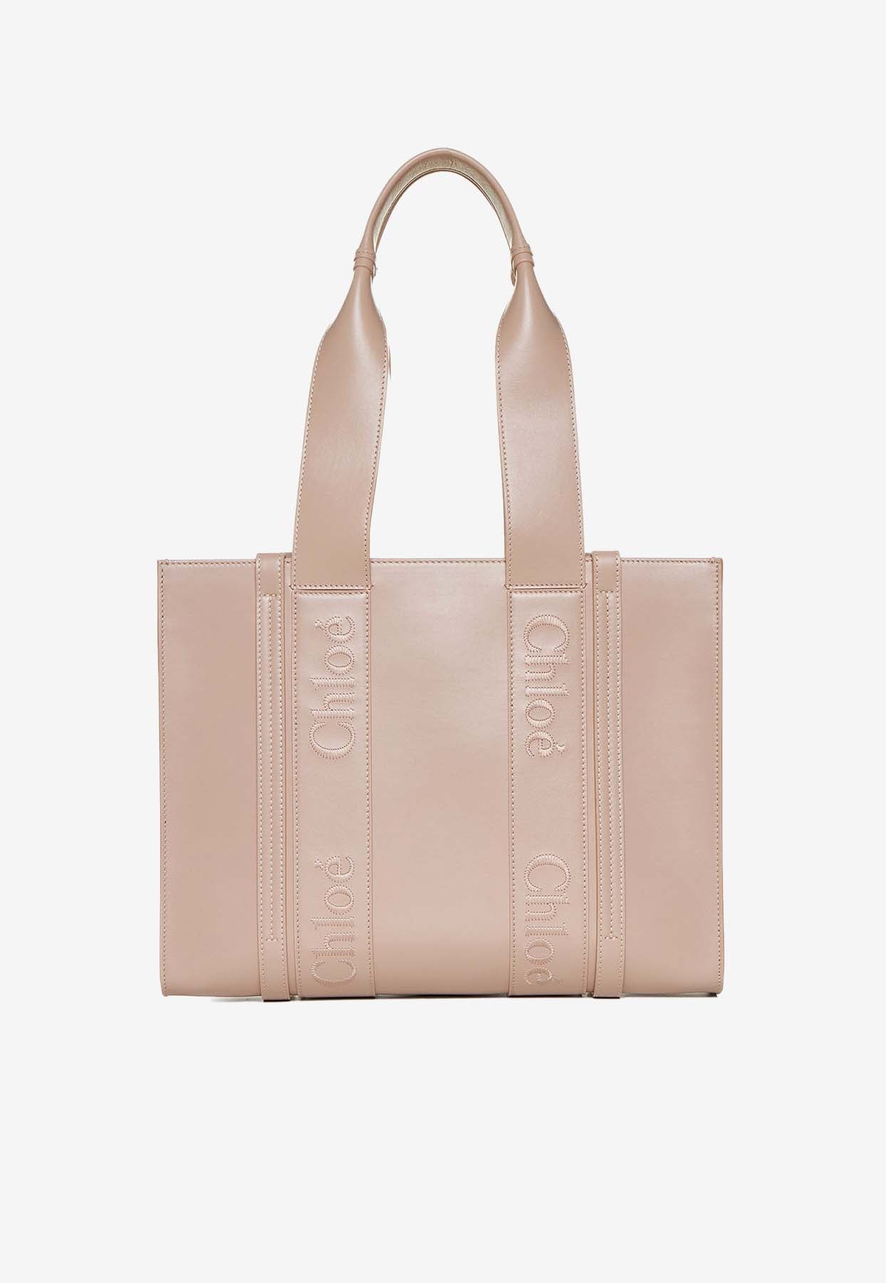Moyen Woody Cabas Bag en Calf en Cuir