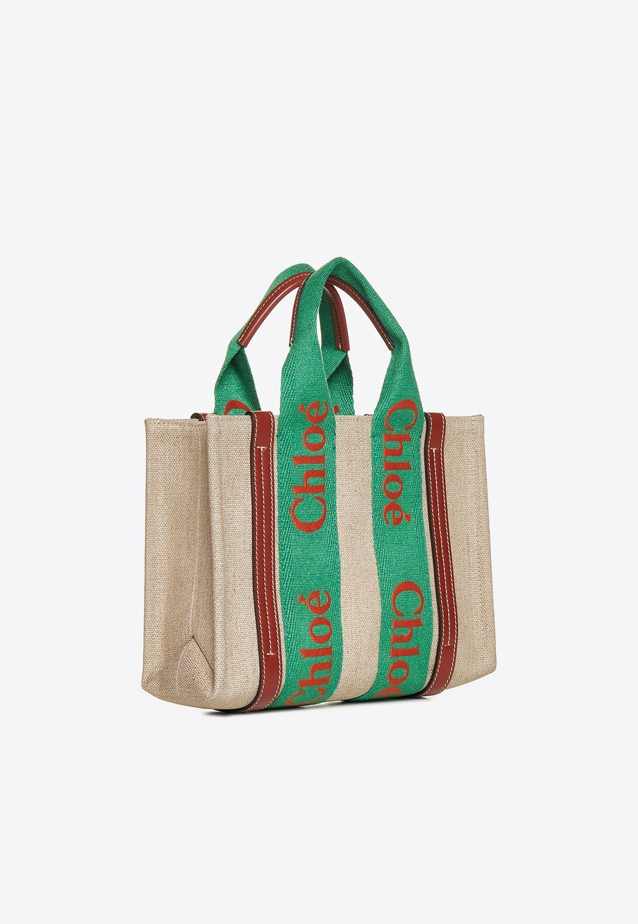 Petit Woody Linen Cabas Bag