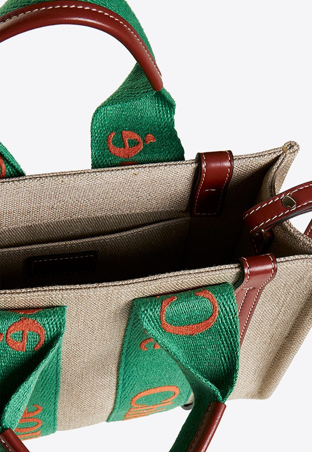Petit Woody Linen Cabas Bag