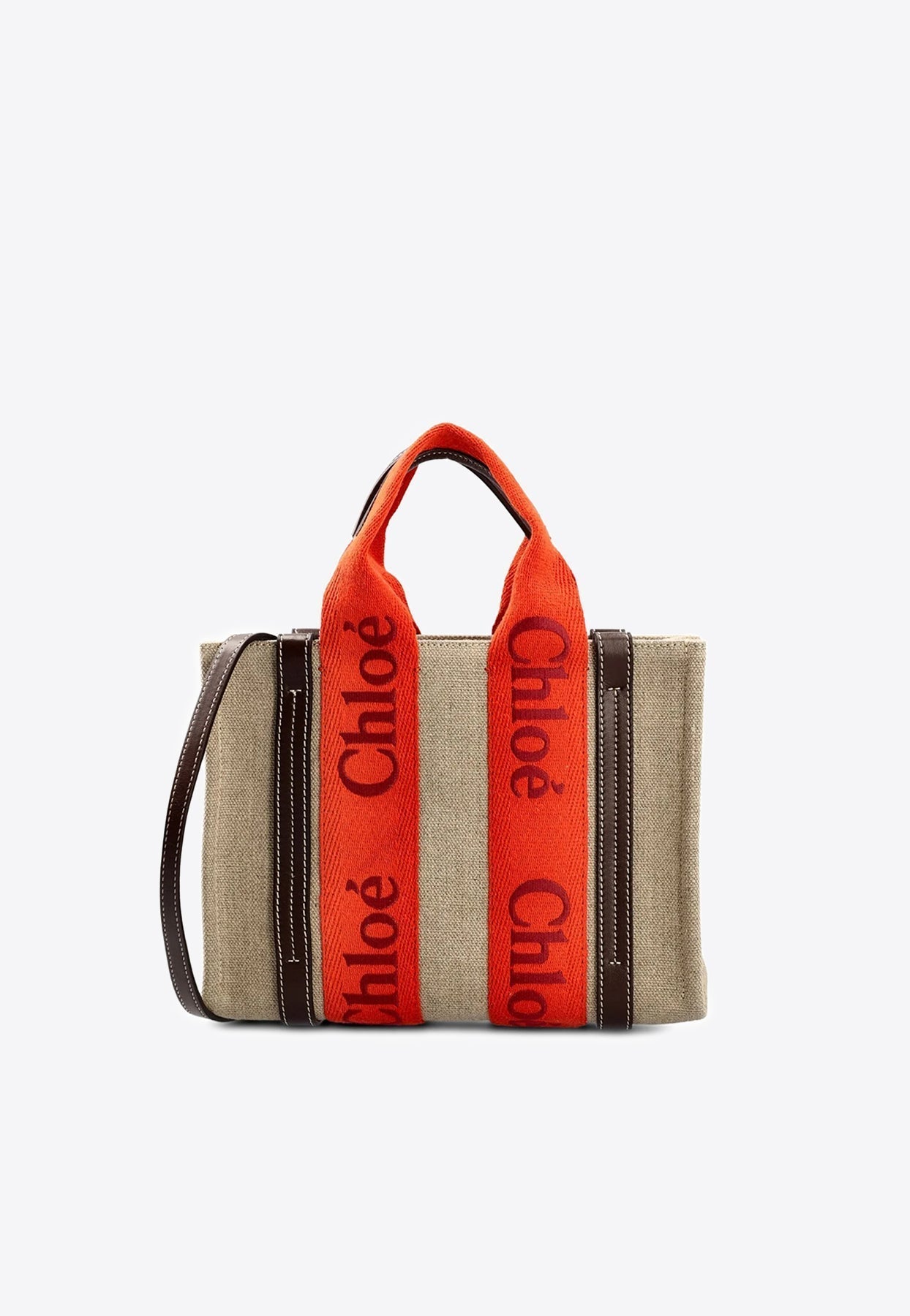 Petit Woody Linen Cabas Bag