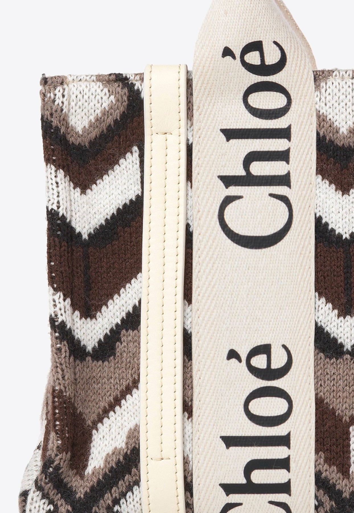 Petit Woody Chevron Knitted Cabas Bag