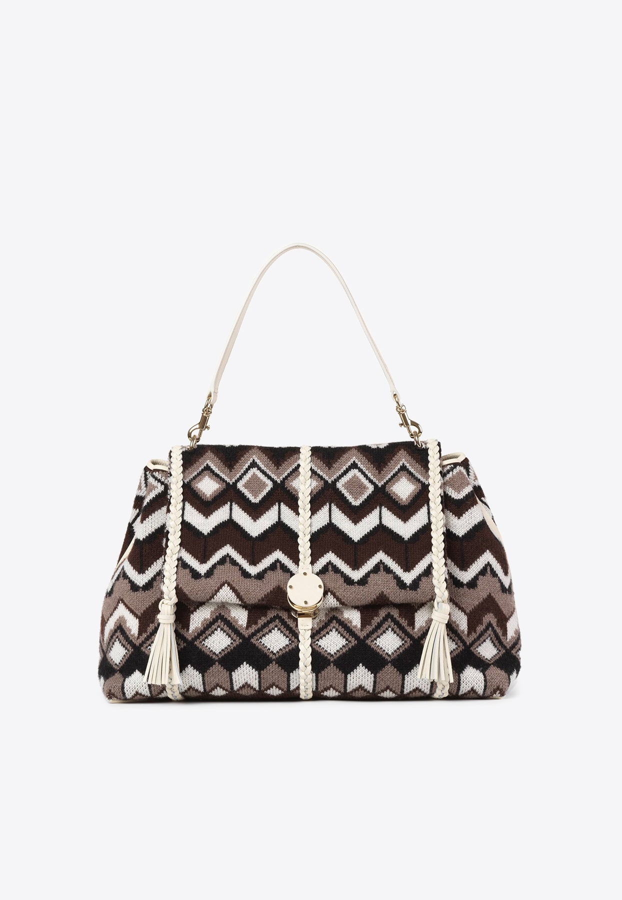 Grand Penelope Chevron Knitted Sac Porté Épaule
