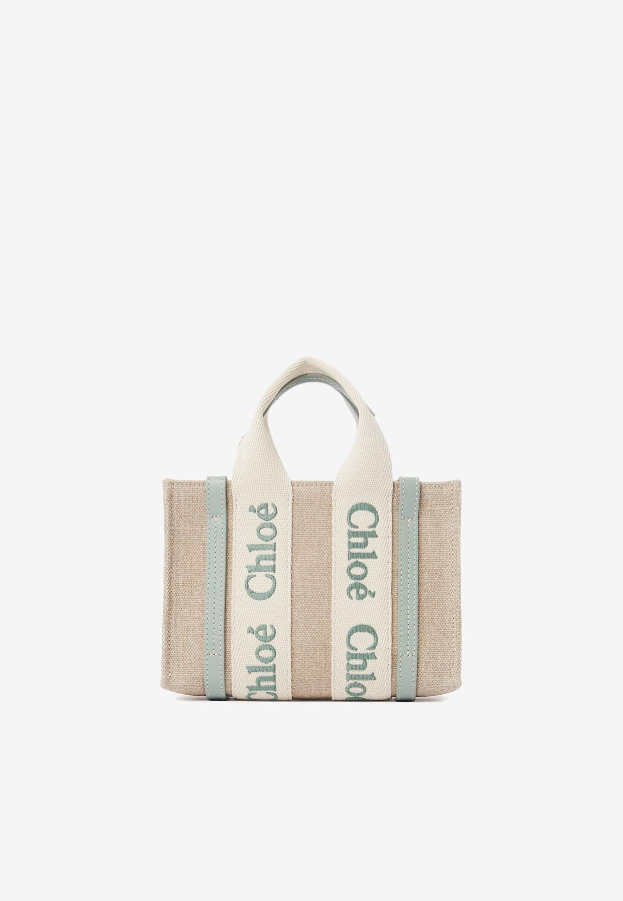 Mini Woody Cabas Bag en Linen et en Cuir