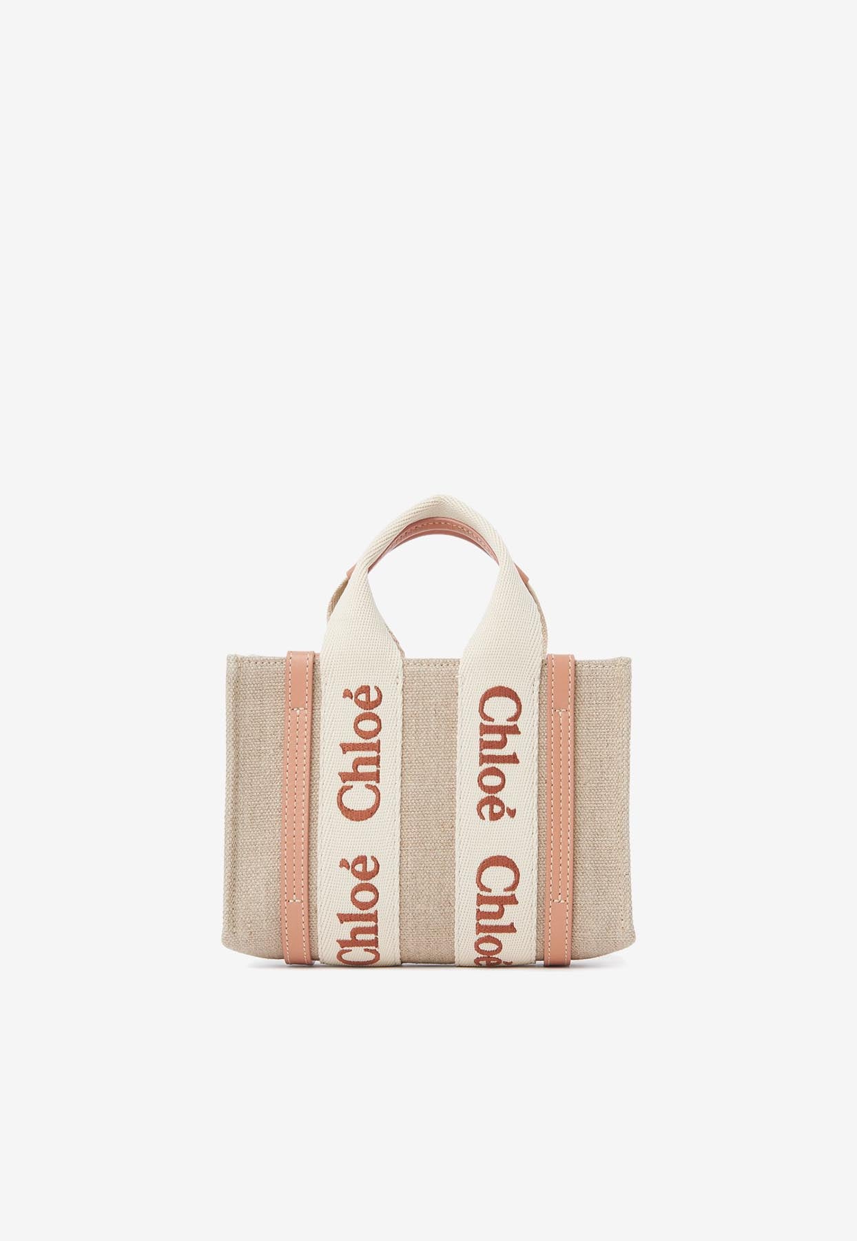 Mini Woody Cabas Bag en Linen et en Cuir