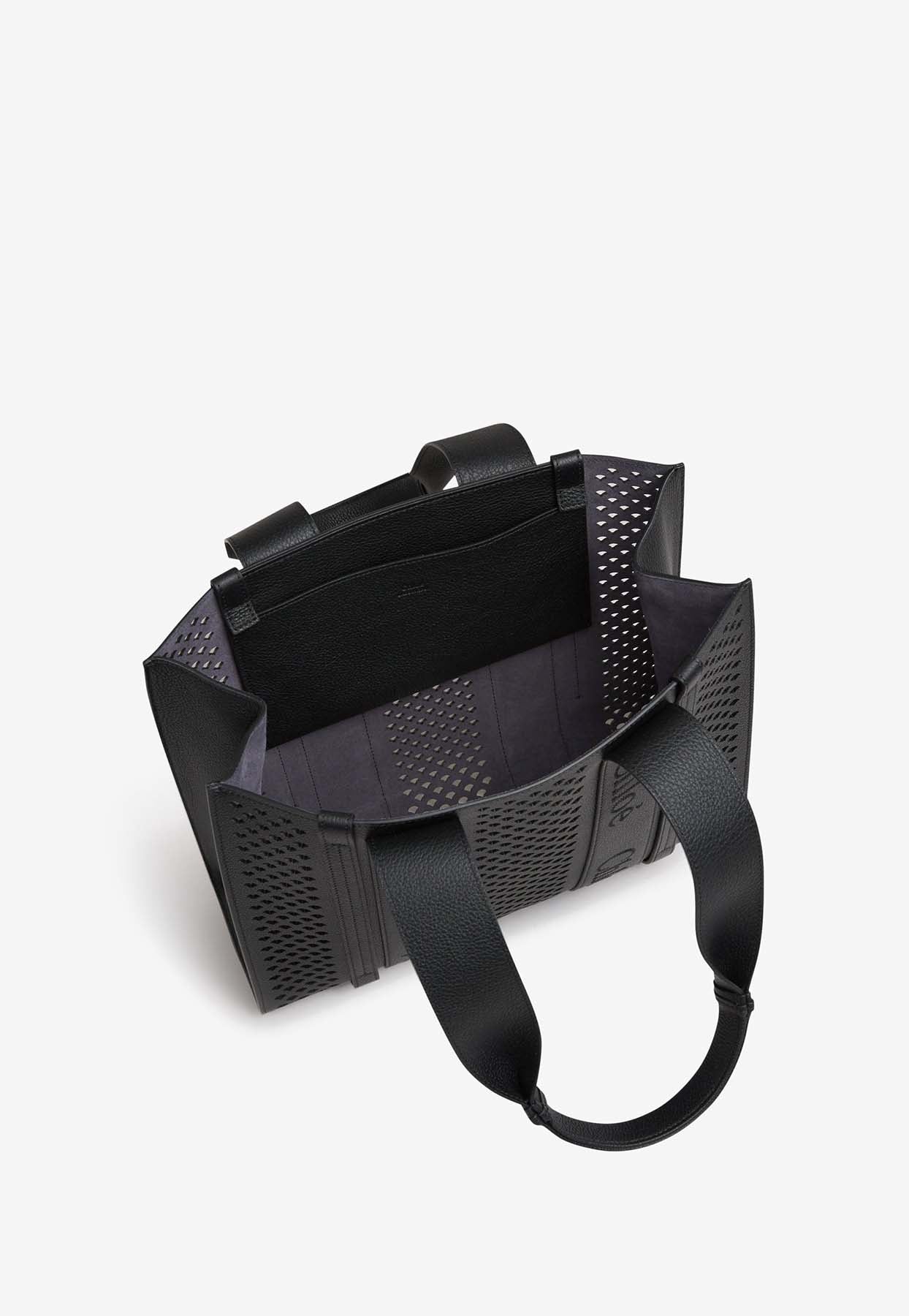 Moyen Woody Openwork Cabas Bag en en Cuir