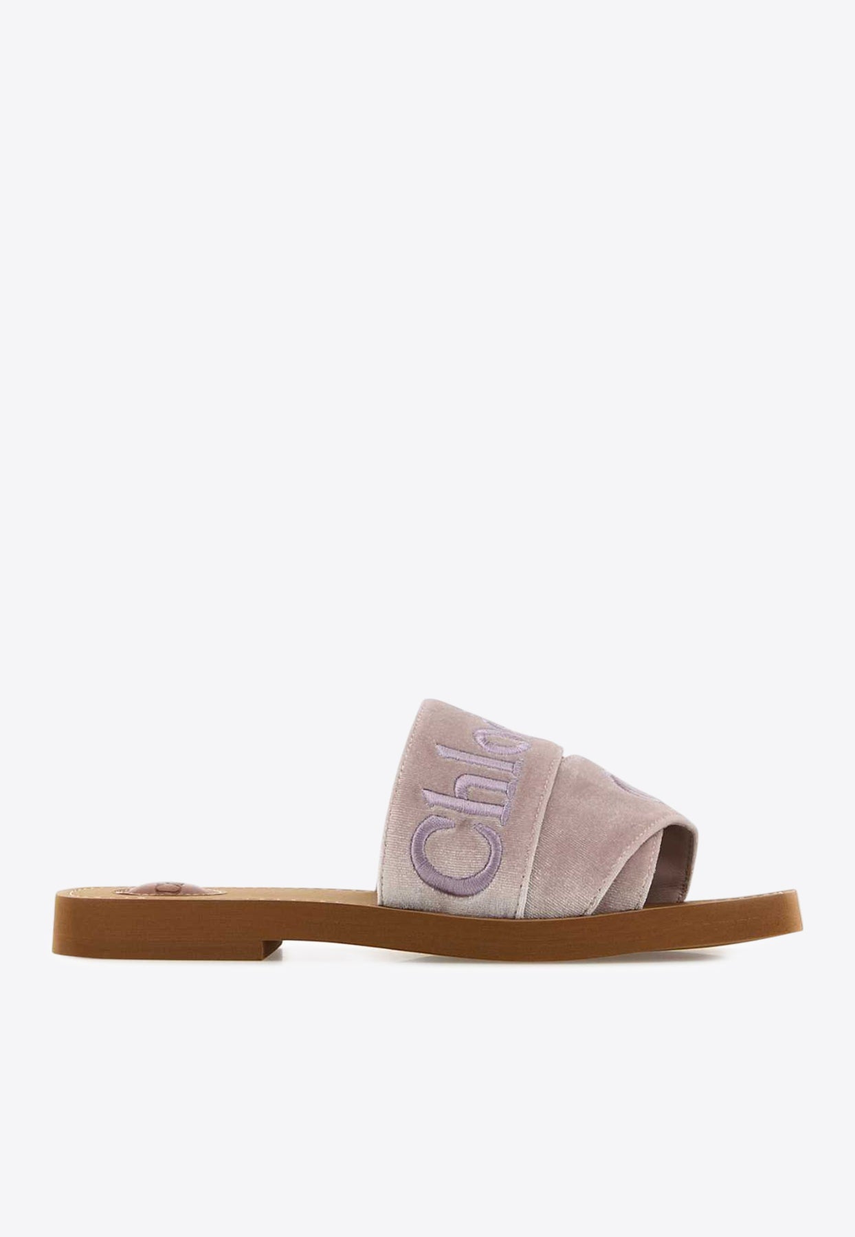 Woody Logo Embroidered Velvet Slides
