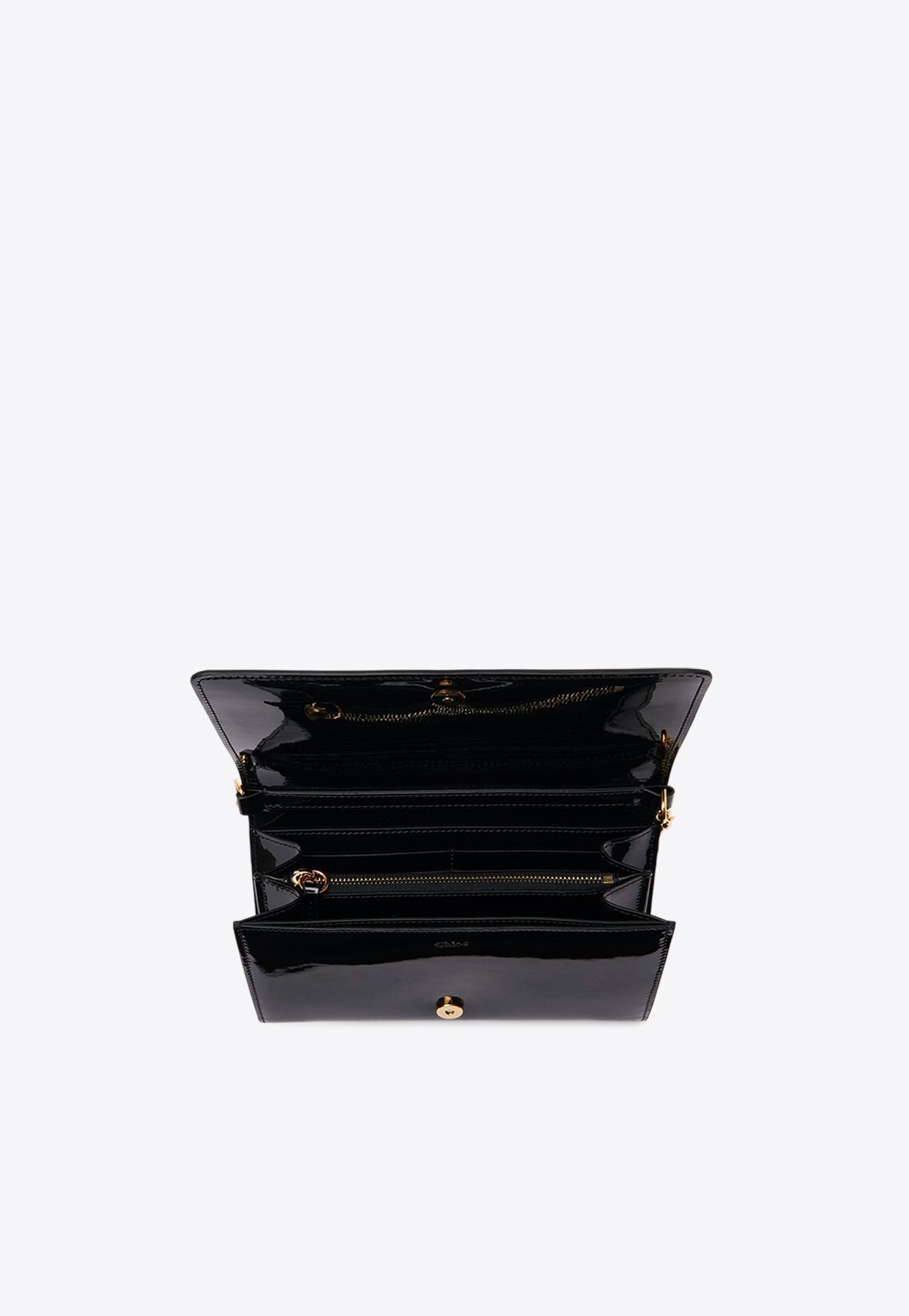 Iconique Logo Chaîne Pochette en Patent en Cuir