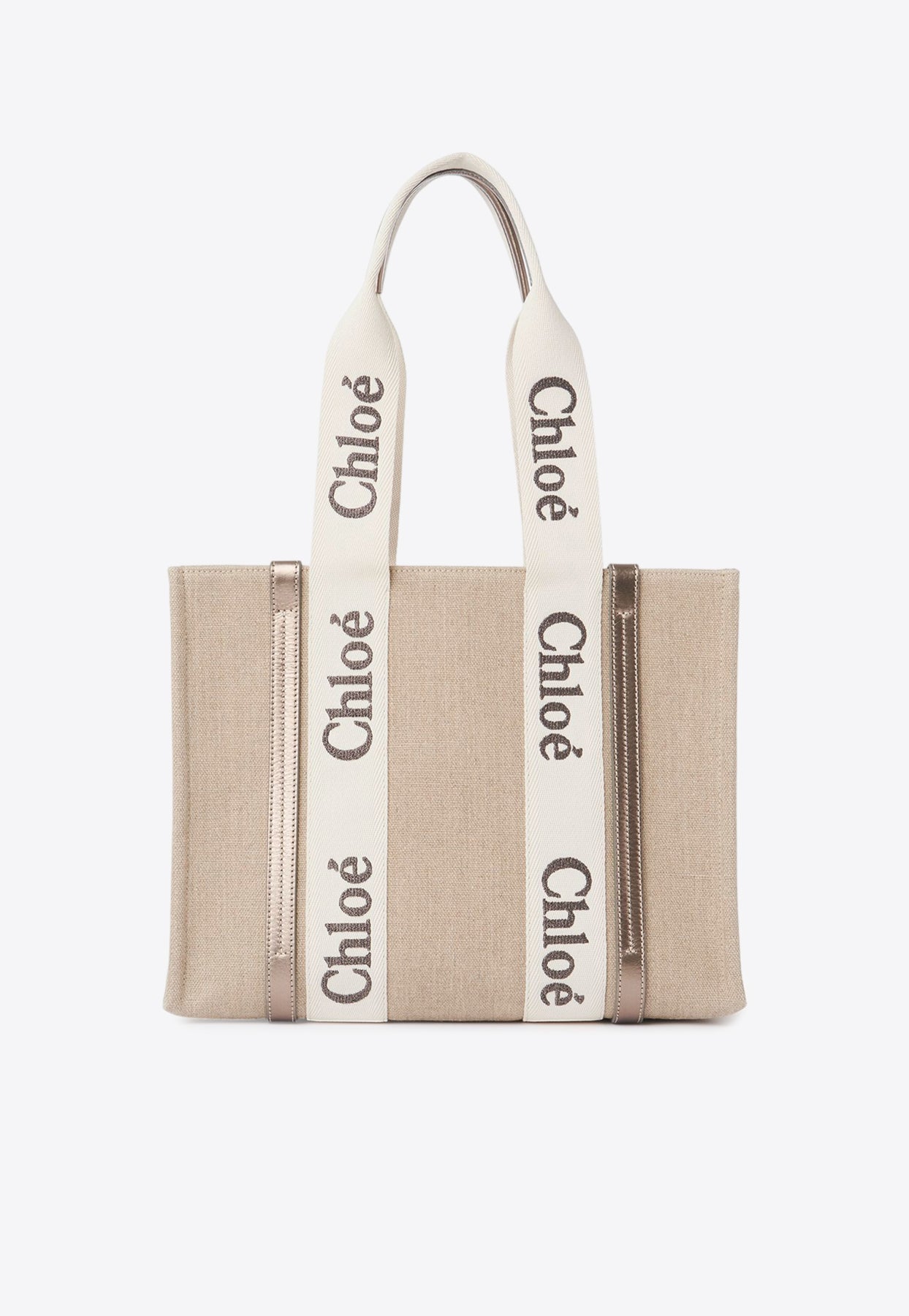 Woody en Cuir et Linen Cabas Bag
