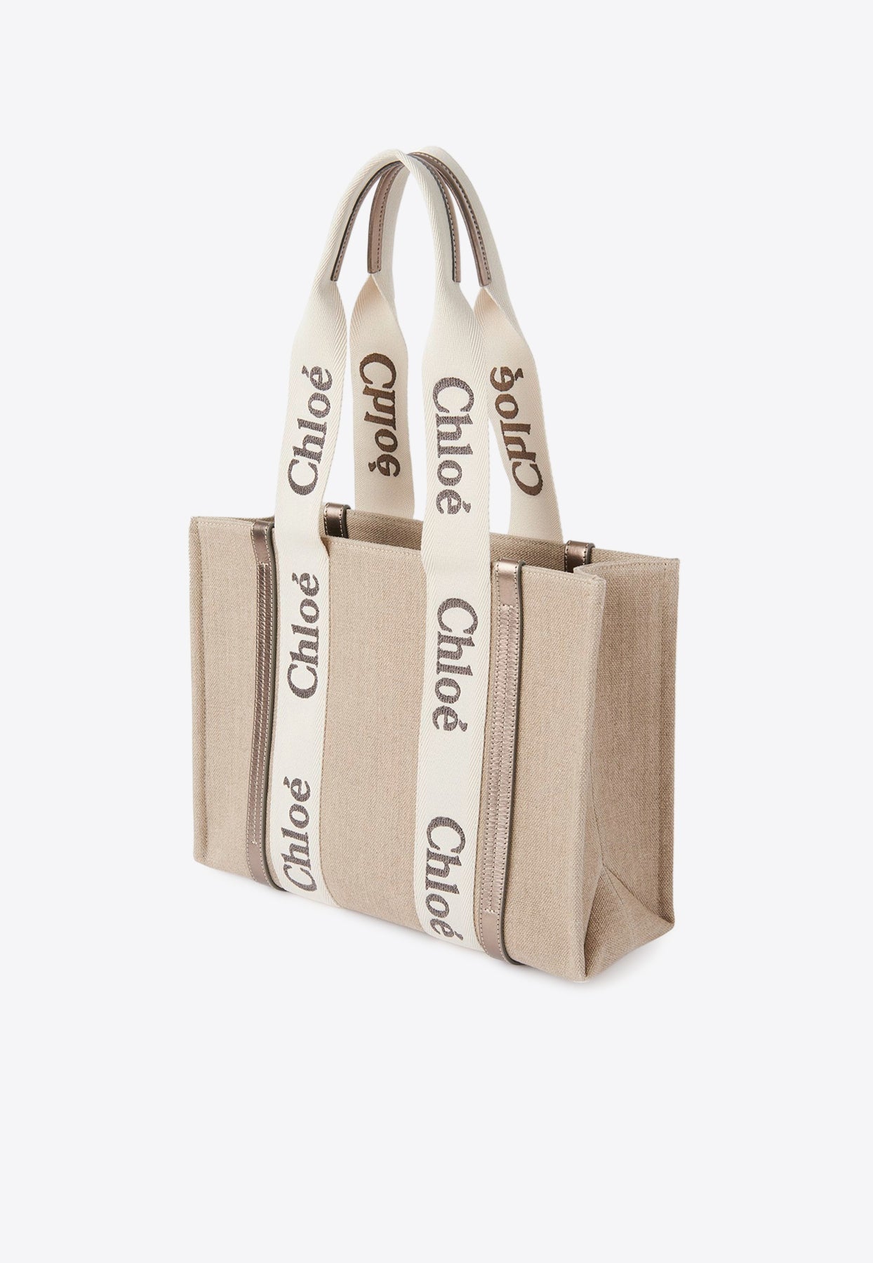 Woody en Cuir et Linen Cabas Bag