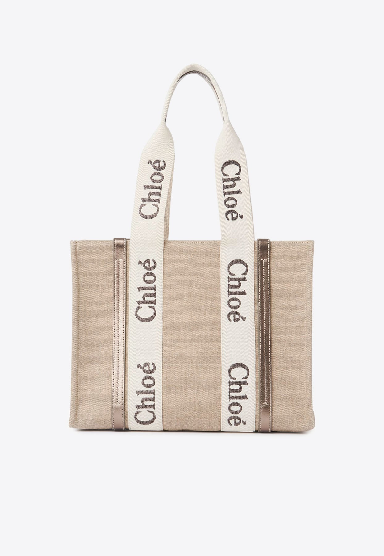 Woody en Cuir et Linen Cabas Bag