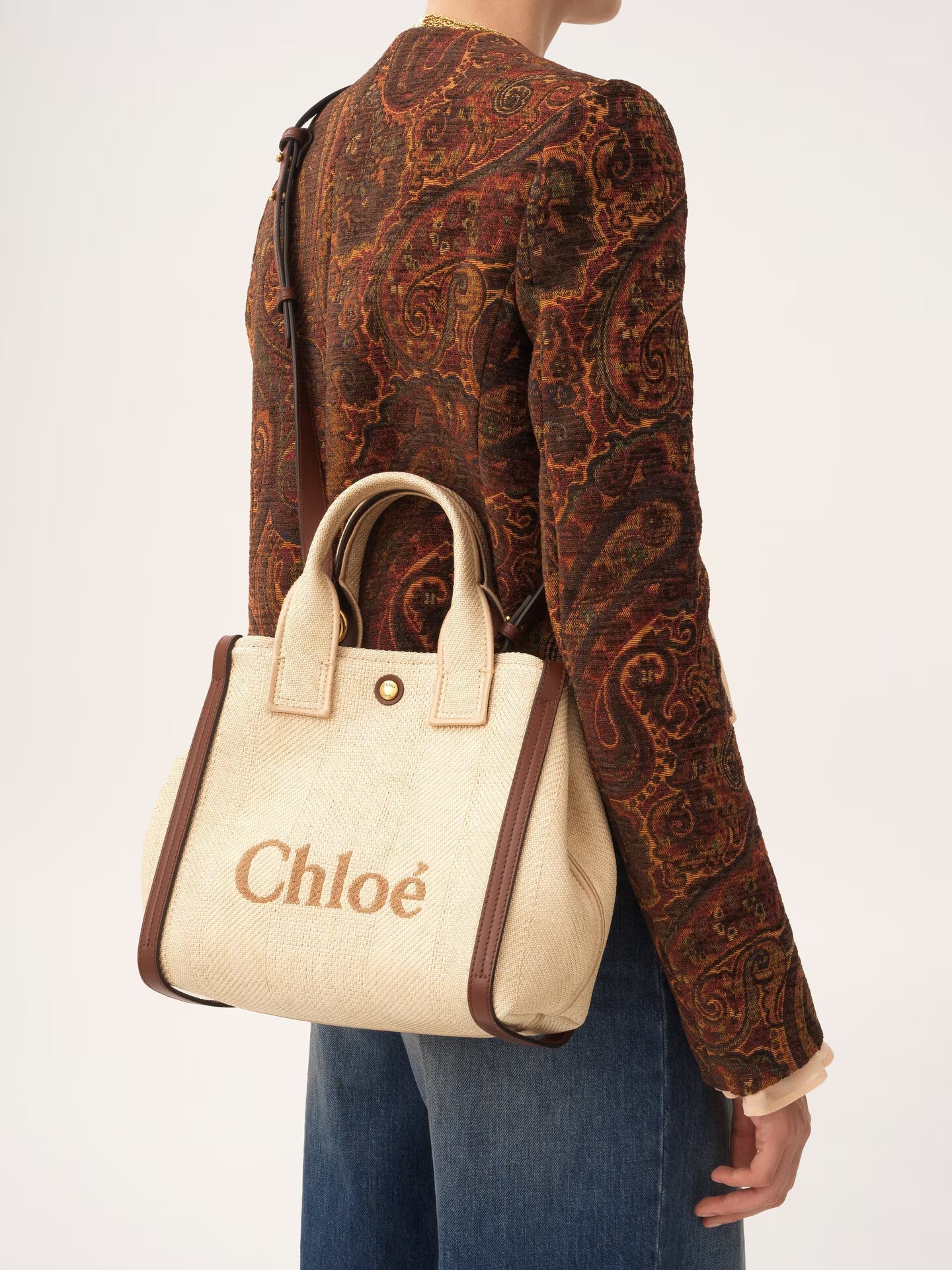 PETIT SAC CABAS CHLOÉ CARRY EN FIBRES EFFET RAPHIA