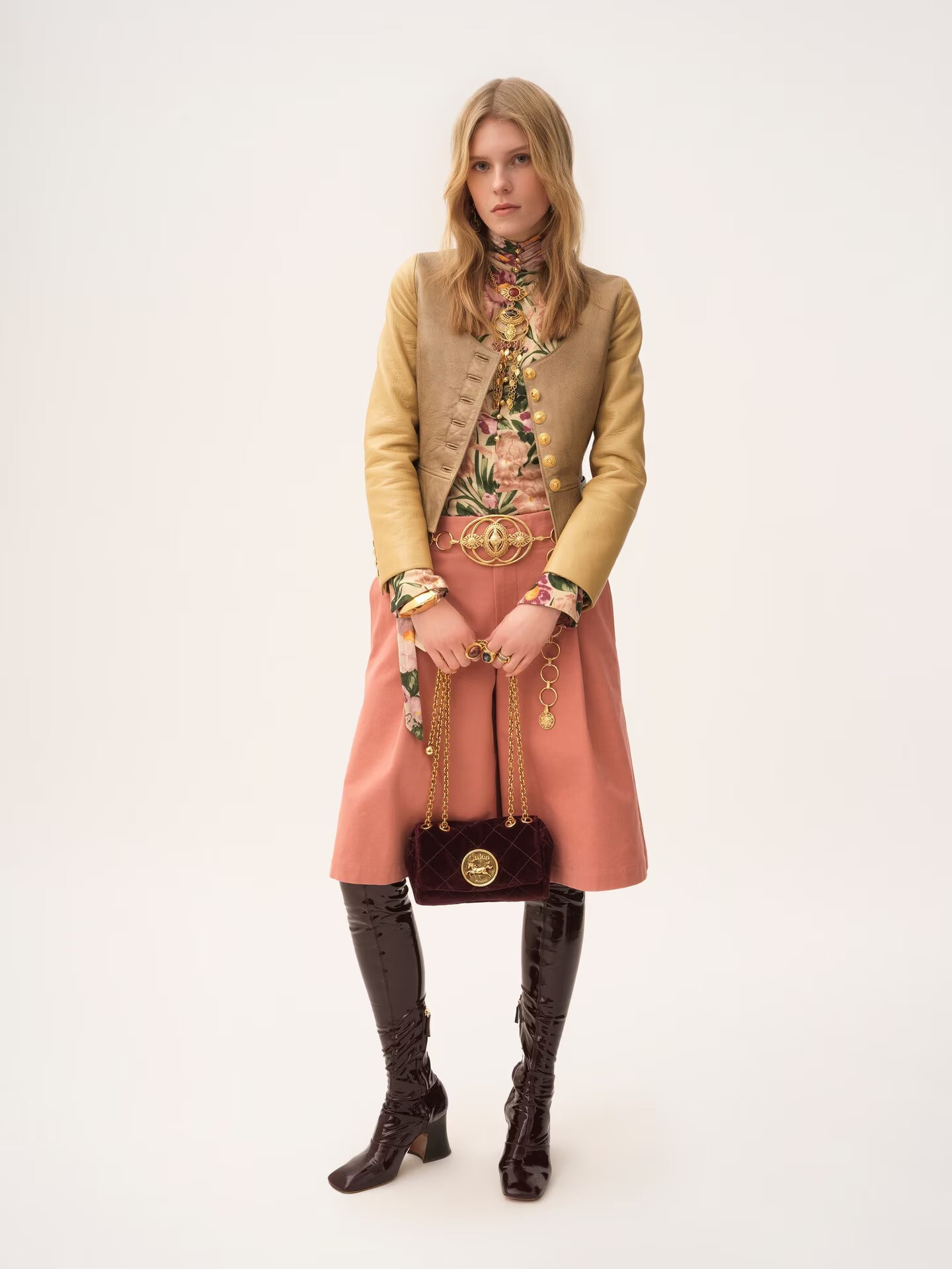 PETIT SAC PORTÉ ÉPAULE CHLOÉ HERITAGE EN VELOURS