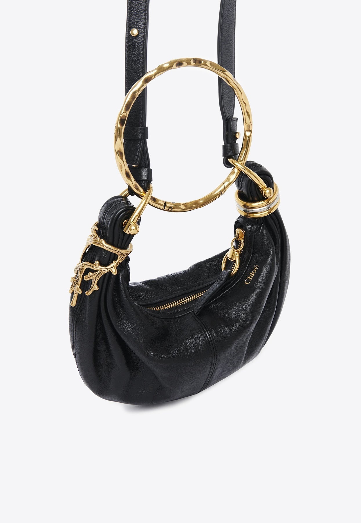 Mini Bracelet Grained en Cuir Sac Hobo